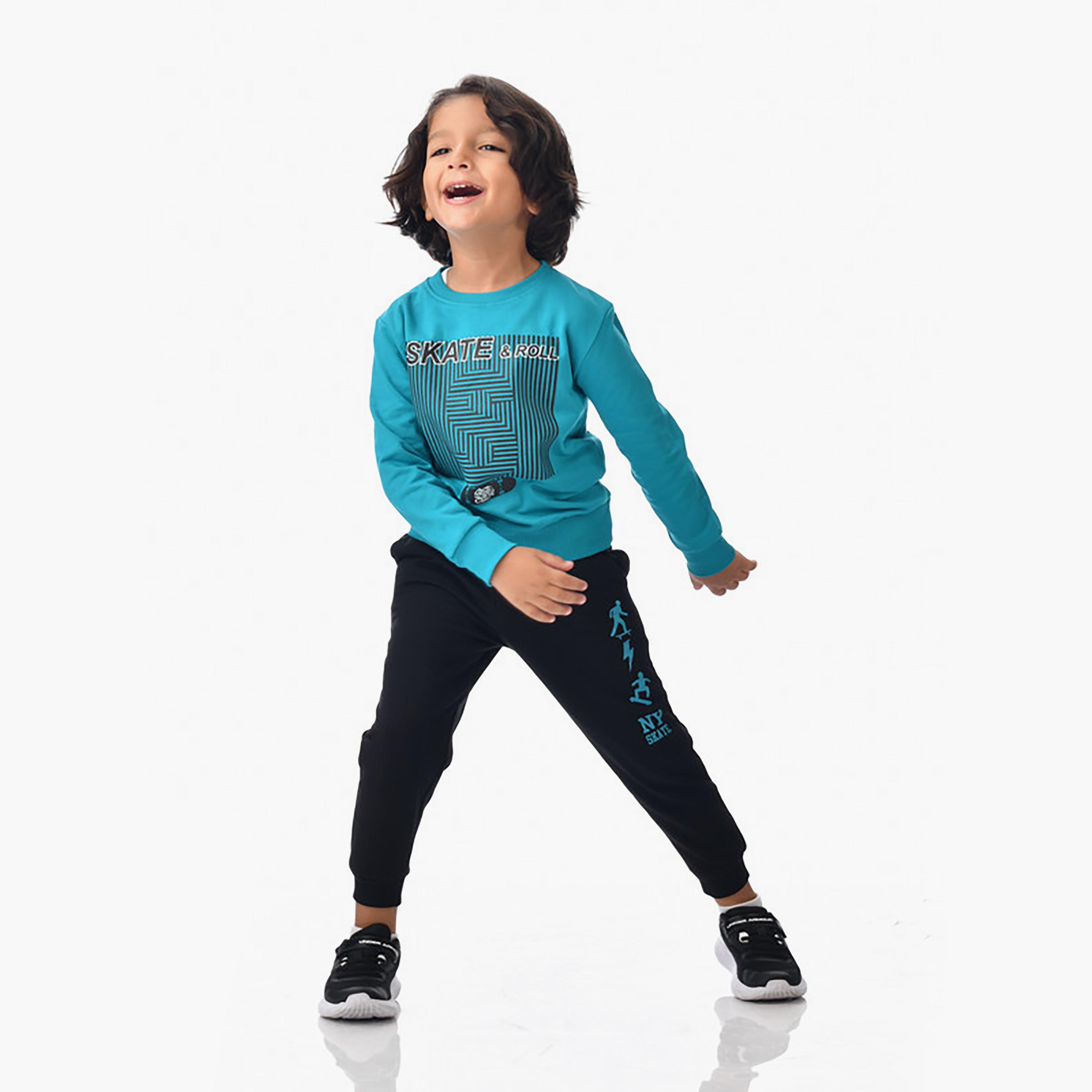 Victor and Jane 2-Piece Printed Long Sleeves Sweatshirt with Joggers-boys-clothing-setsandcoords-image-2