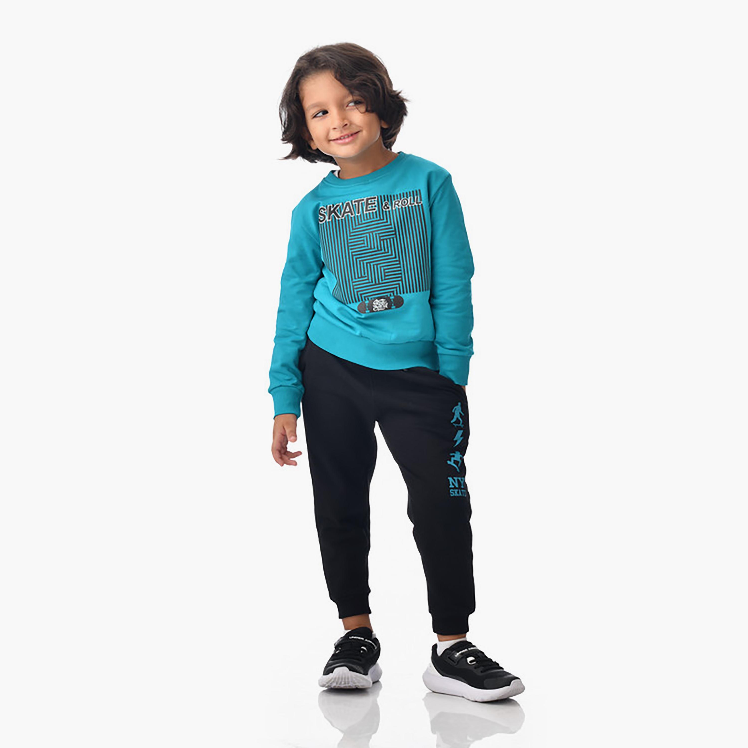 Victor and Jane 2-Piece Printed Long Sleeves Sweatshirt with Joggers-boys-clothing-setsandcoords-image-6