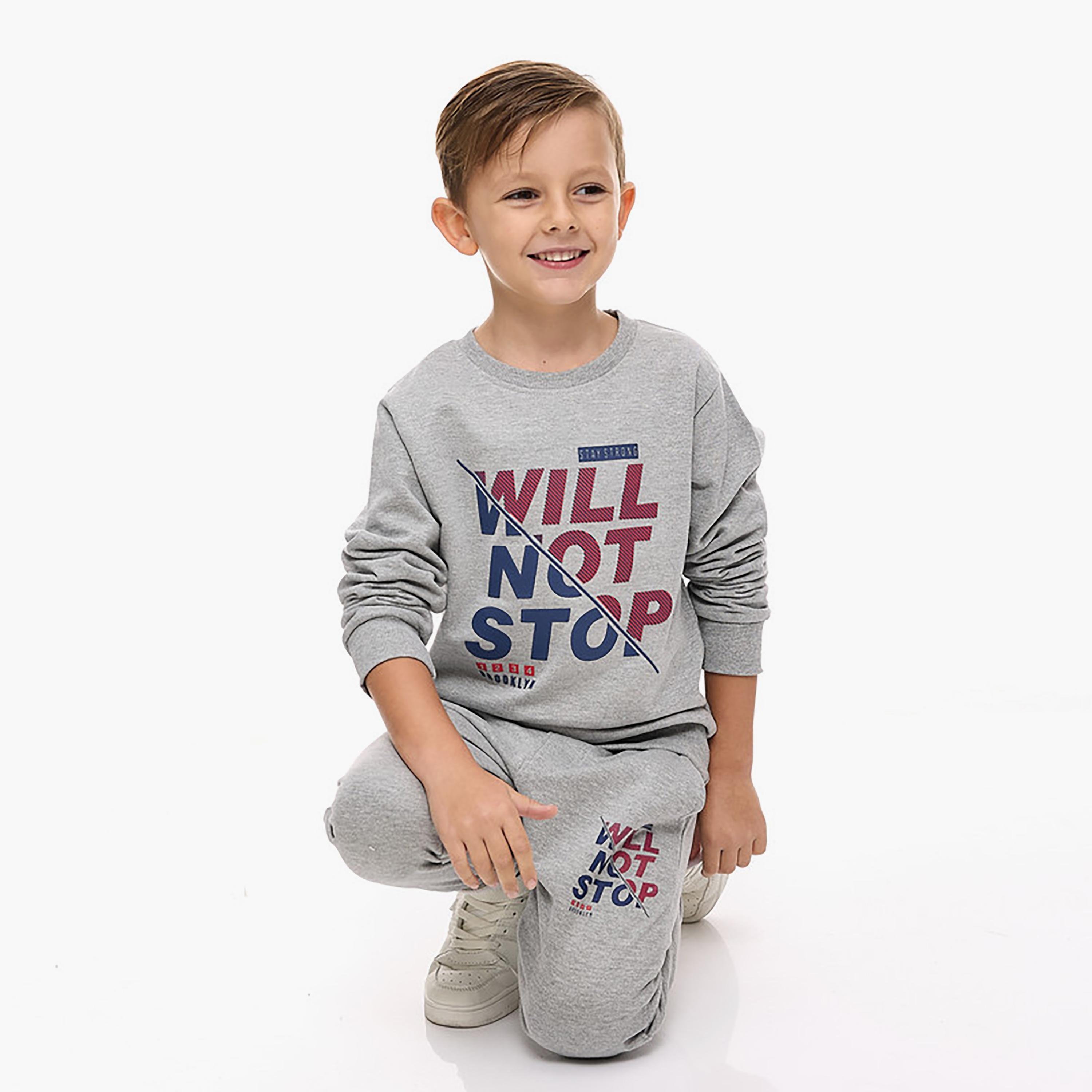 سويت شيرت بأكمام طويلة مطبوع  مع بنطال ركض قطعتين من فيكتور اند جين-boys-clothing-setsandcoords-image-2