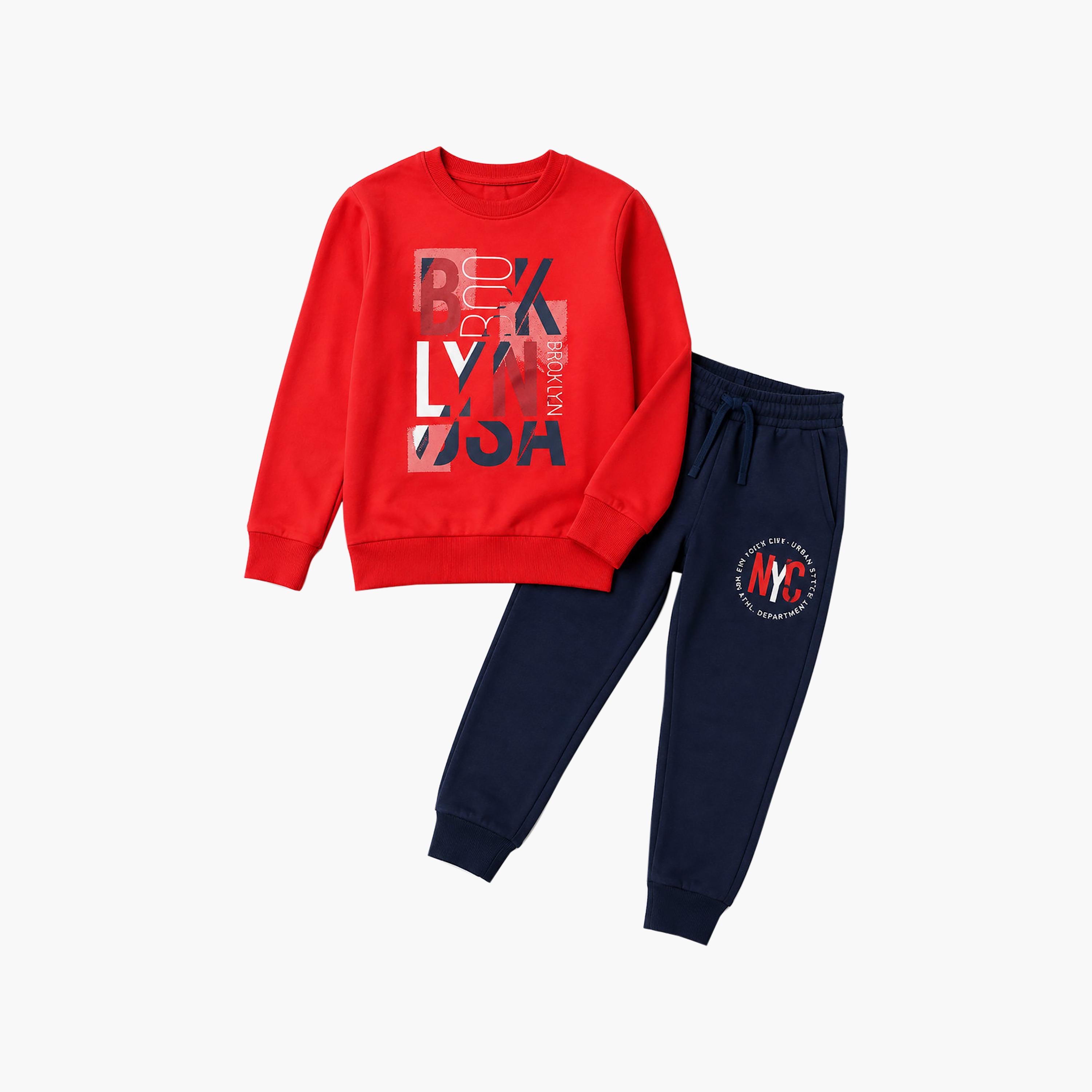 Victor and Jane 2-Piece Printed Long Sleeves Sweatshirt with Joggers-boys-clothing-setsandcoords-image-4