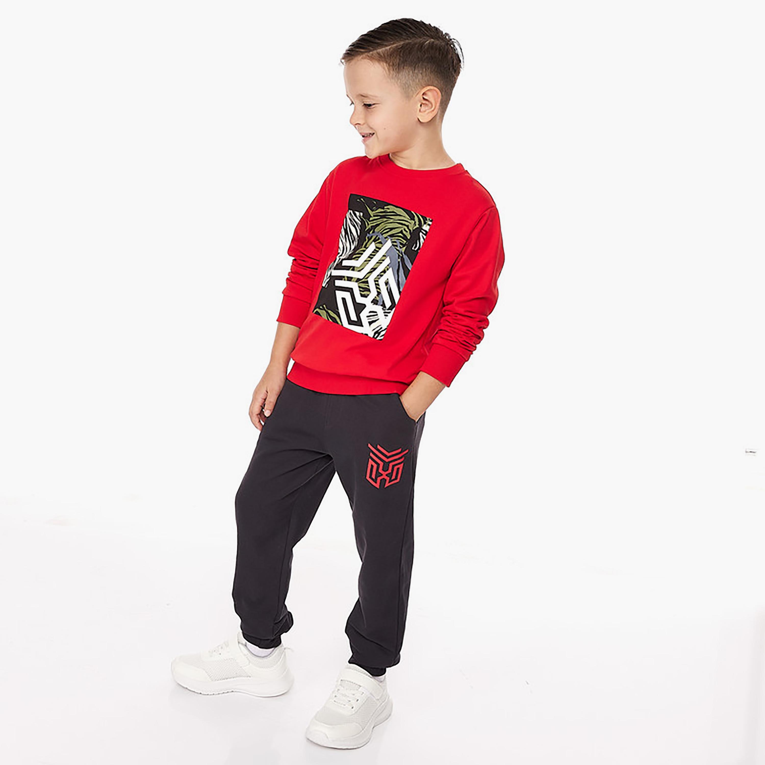 Buy Victor and Jane 2 Piece Printed Long Sleeves Sweatshirt with Joggers Online Babyshop UAE