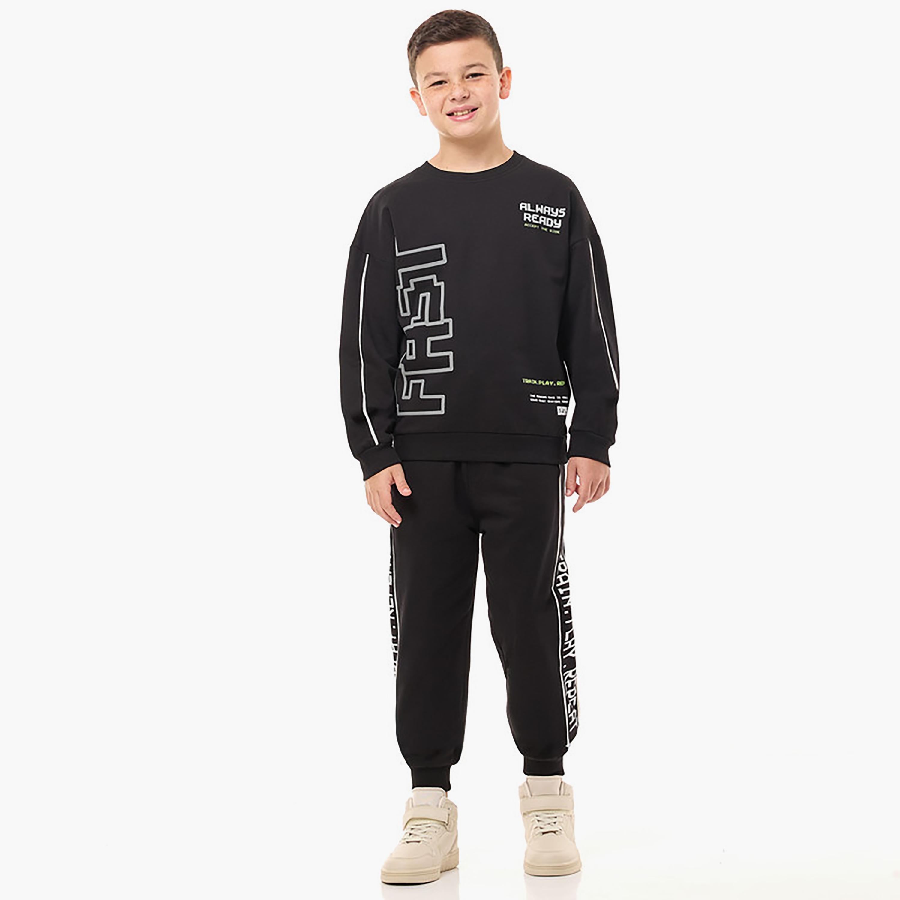 Victor and Jane 2-Piece Printed Long Sleeves Sweatshirt with Joggers-boys-clothing-setsandcoords-image-1