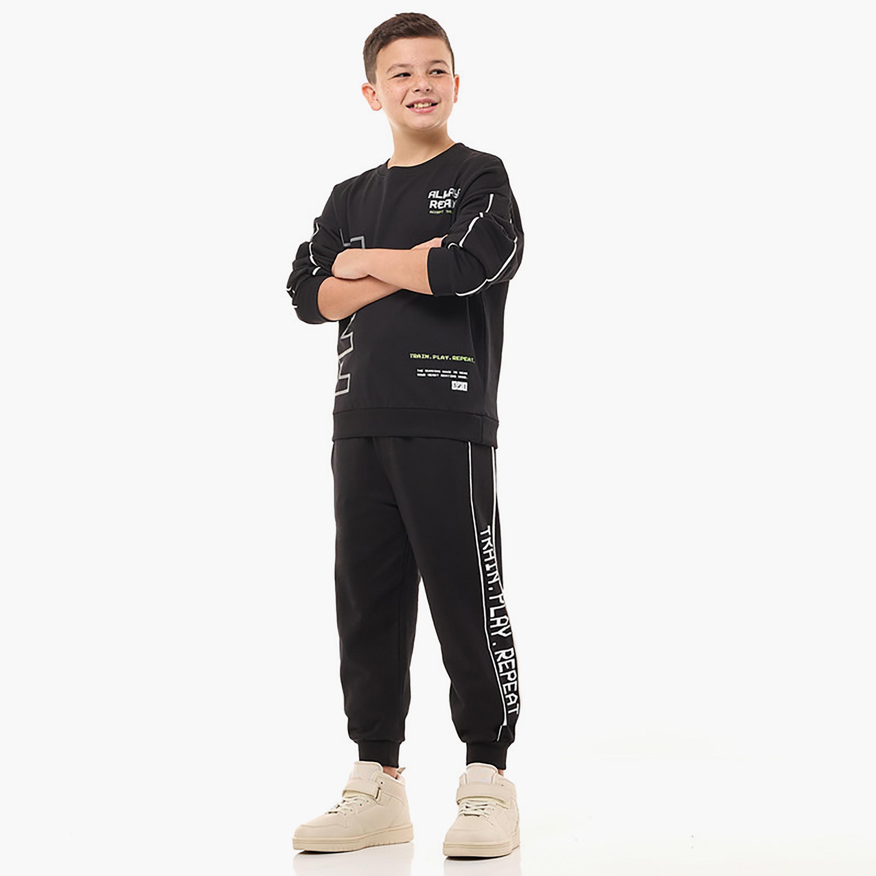 Victor and Jane 2-Piece Printed Long Sleeves Sweatshirt with Joggers-boys-clothing-setsandcoords-image-2
