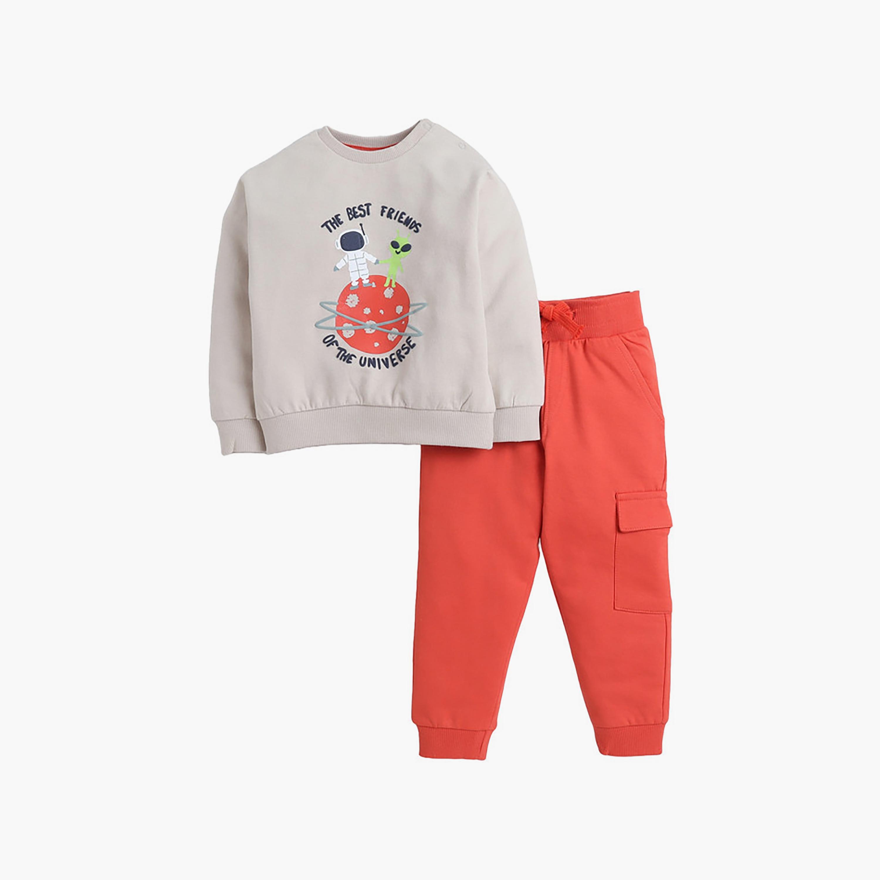 سويت شيرت بأكمام طويلة مطبوع  مع بنطال ركض قطعتين من فيكتور اند جين-baby-boys-clothing-winterwear-setsandcoords-image-1