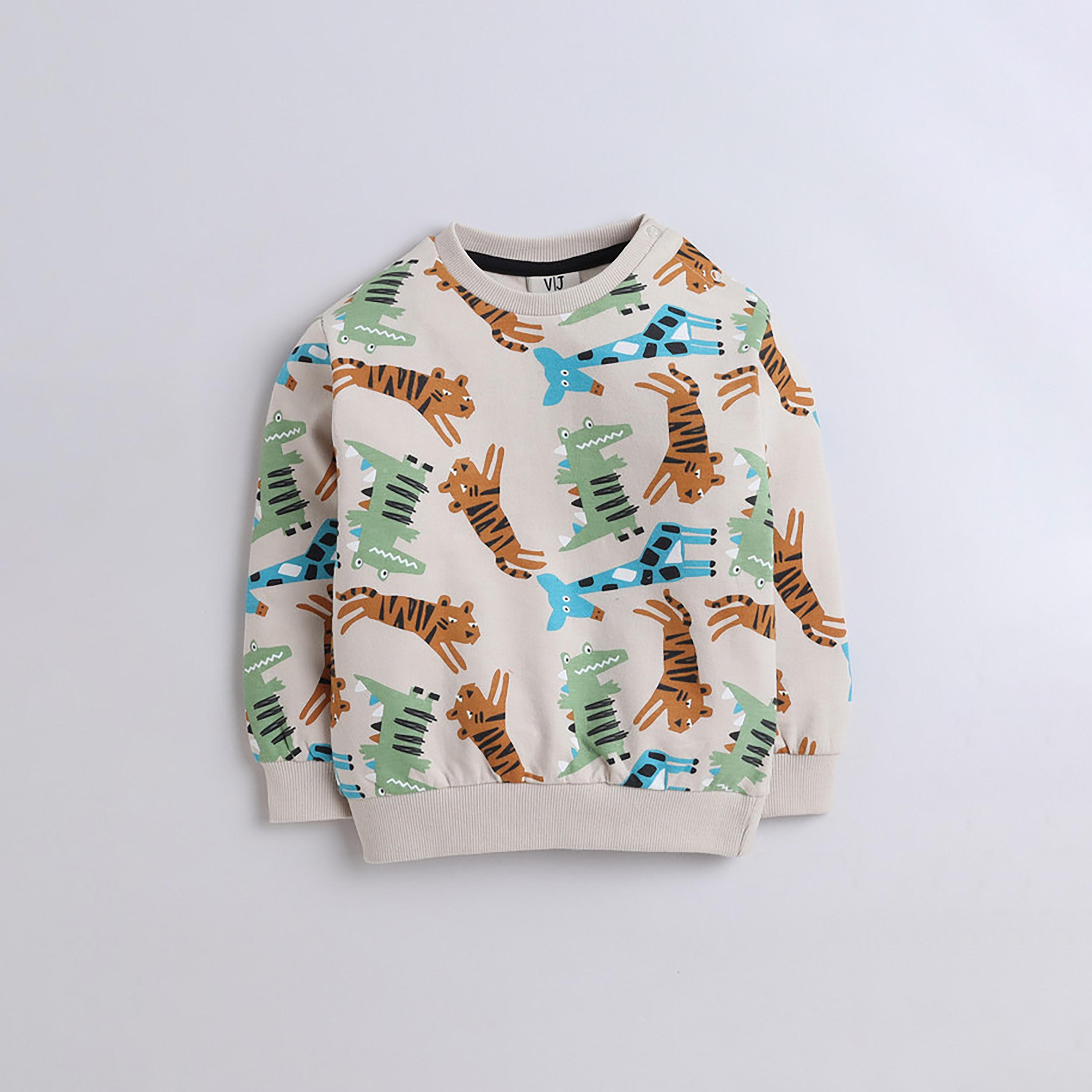 سويت شيرت بأكمام طويلة مطبوع  مع بنطال ركض قطعتين من فيكتور اند جين-baby-boys-clothing-winterwear-setsandcoords-image-3