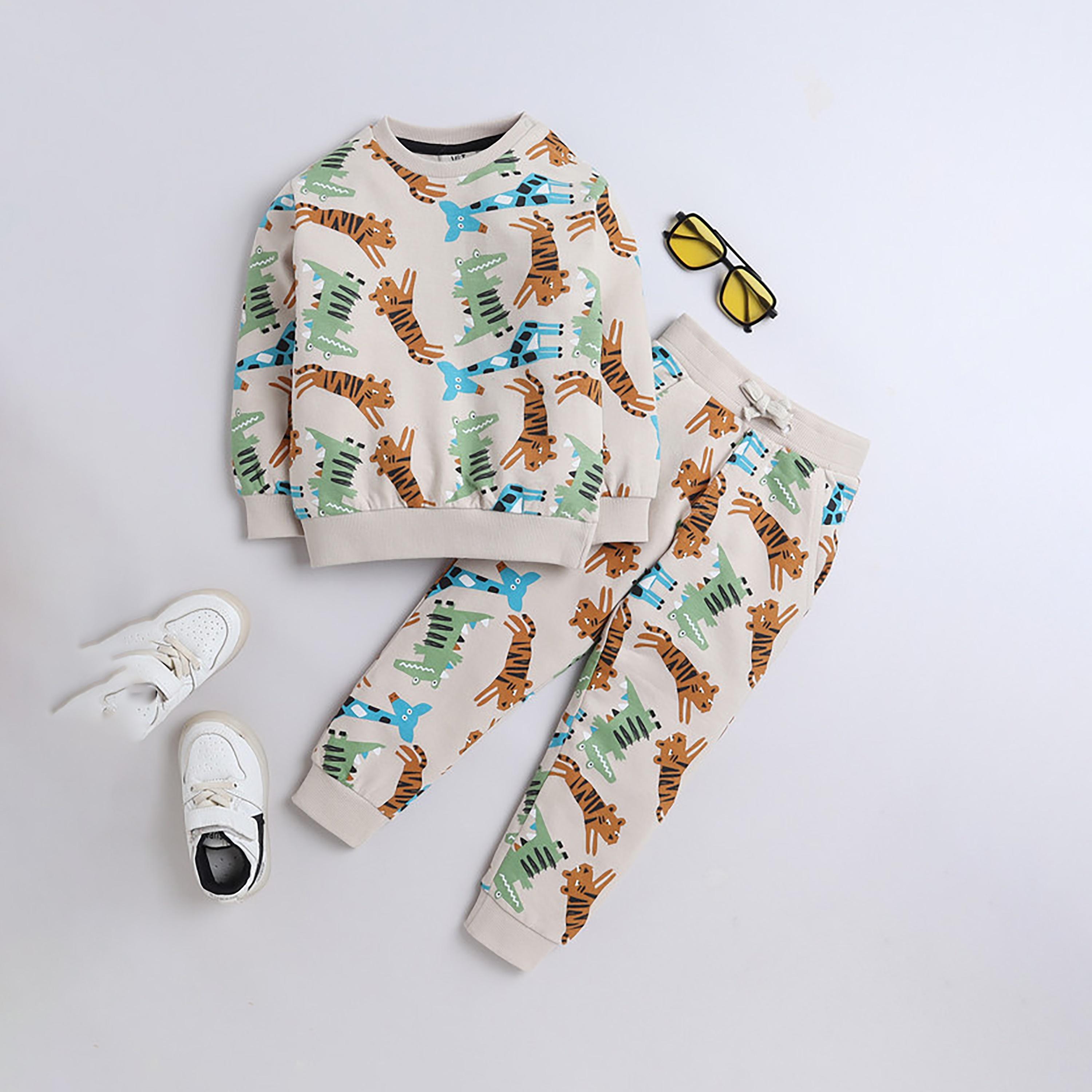 سويت شيرت بأكمام طويلة مطبوع  مع بنطال ركض قطعتين من فيكتور اند جين-baby-boys-clothing-winterwear-setsandcoords-image-6