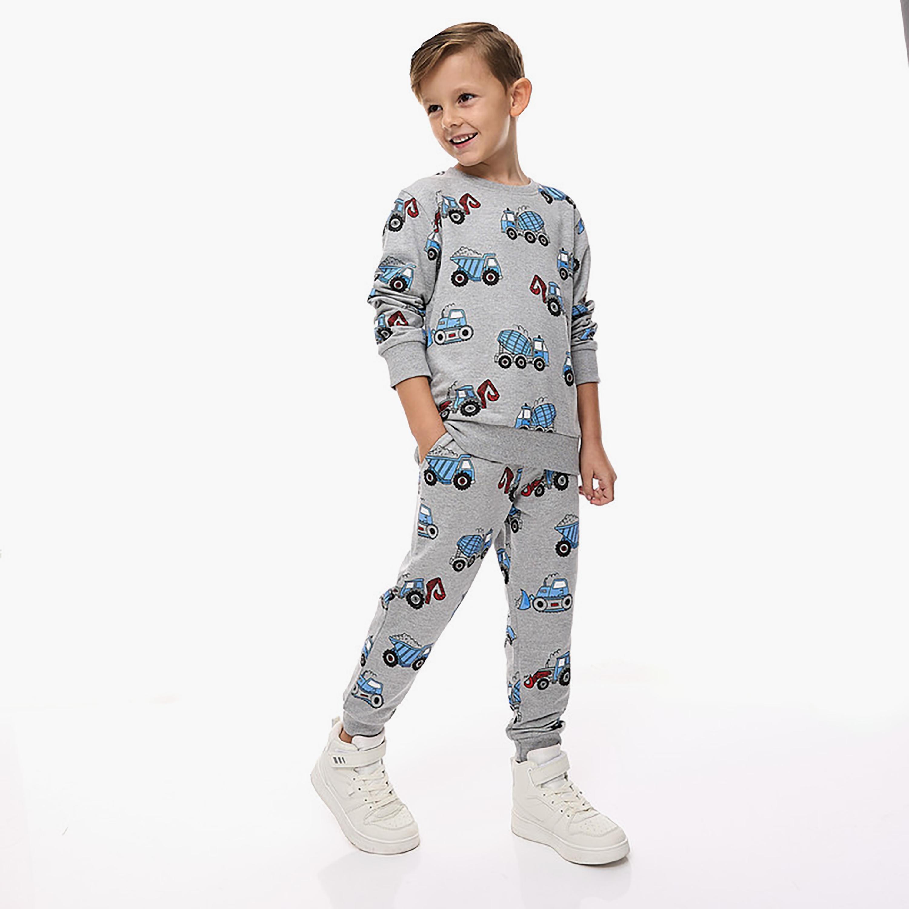 Victor and Jane 2-Piece Printed Long Sleeves Sweatshirt with Joggers-boys-clothing-setsandcoords-image-1