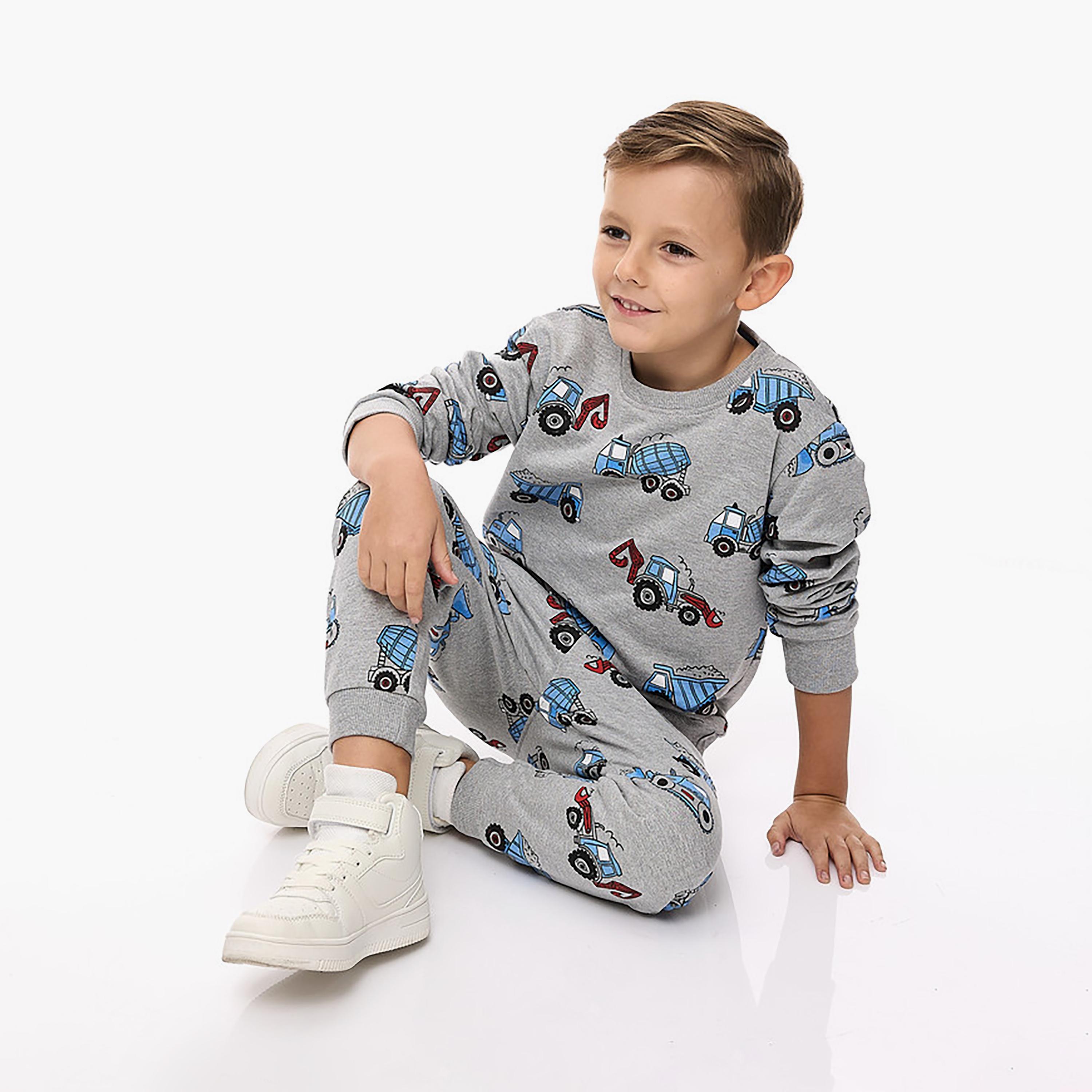 Victor and Jane 2-Piece Printed Long Sleeves Sweatshirt with Joggers-boys-clothing-setsandcoords-image-2