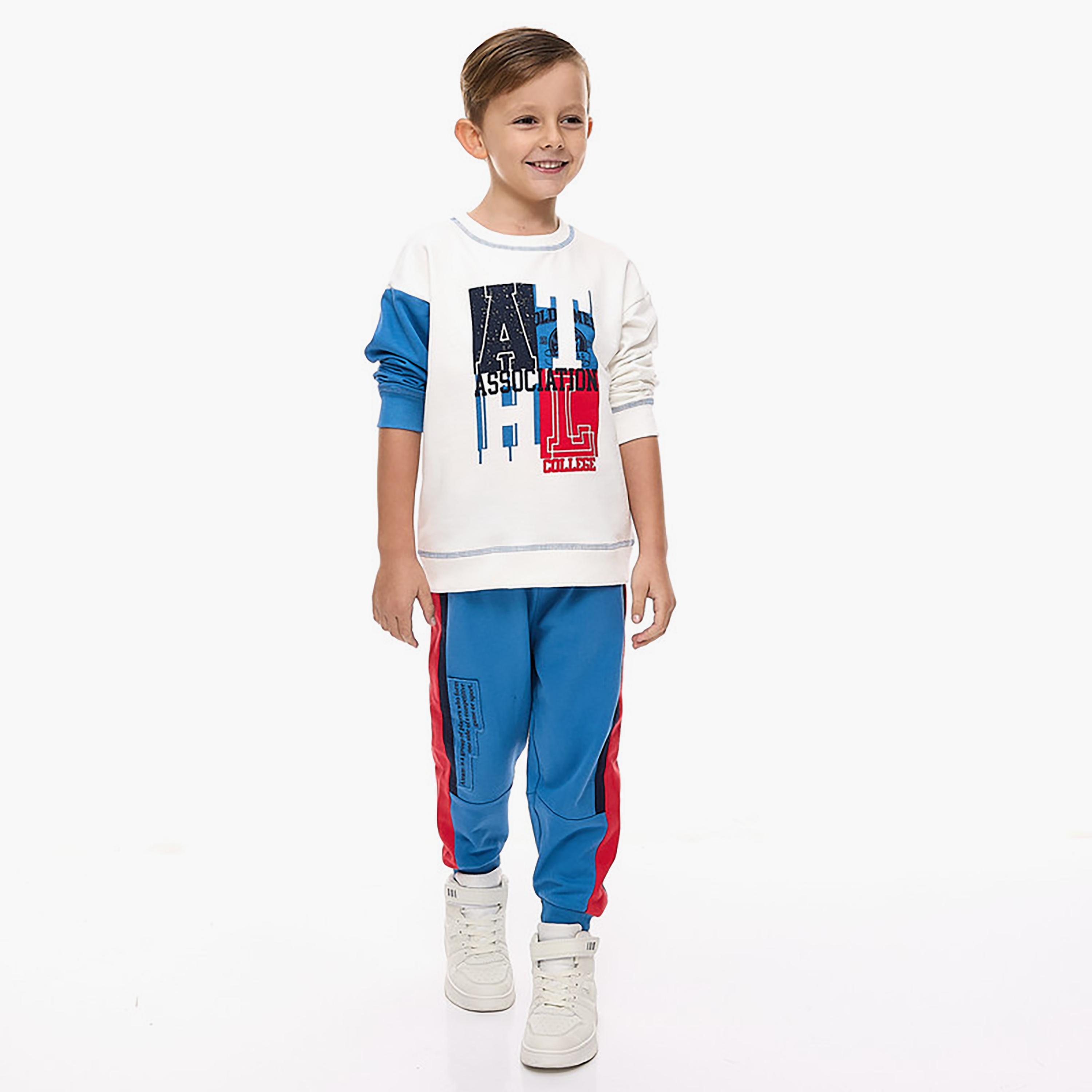 Victor and Jane 2-Piece Printed Long Sleeves Sweatshirt with Joggers-boys-clothing-setsandcoords-image-1