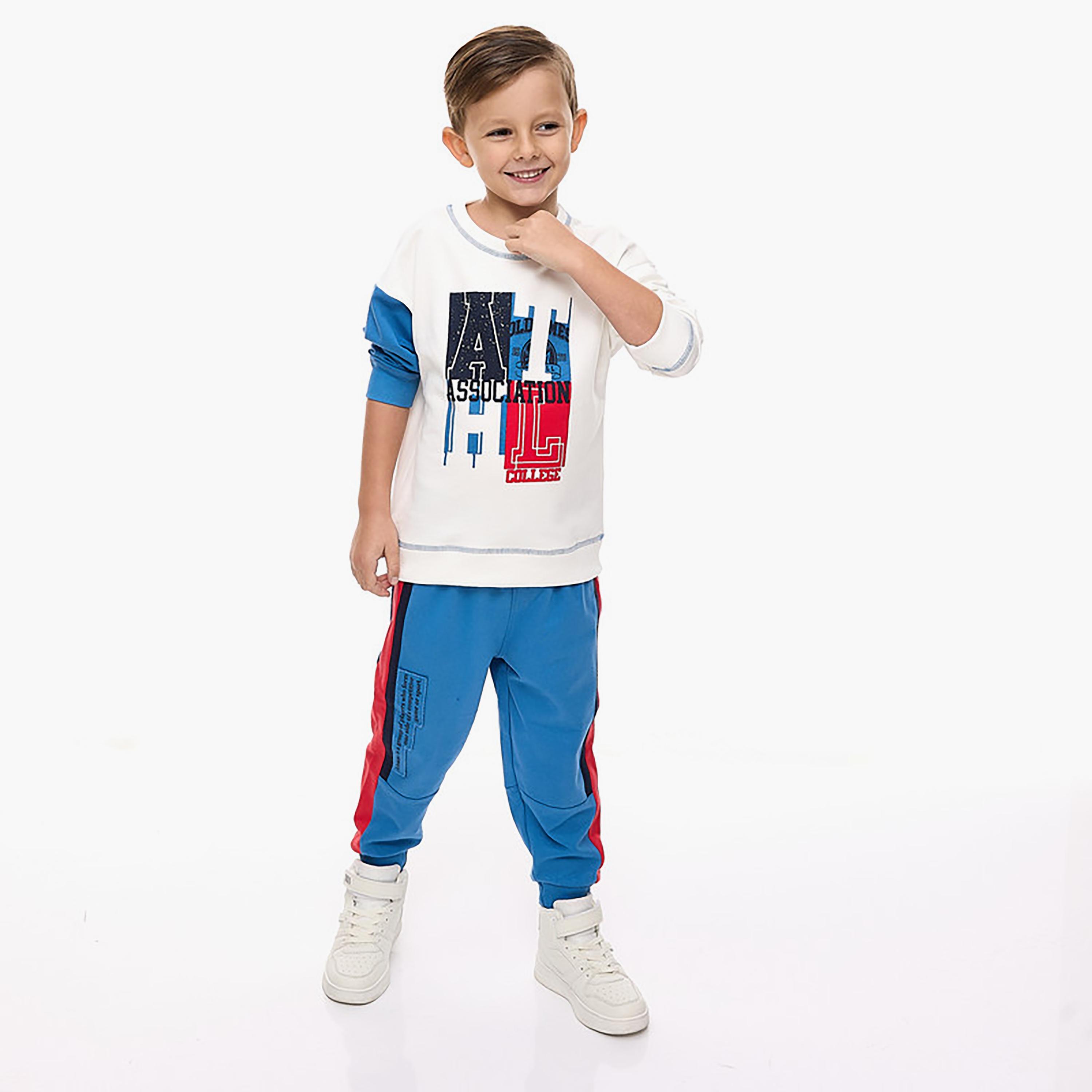Victor and Jane 2-Piece Printed Long Sleeves Sweatshirt with Joggers-boys-clothing-setsandcoords-image-2