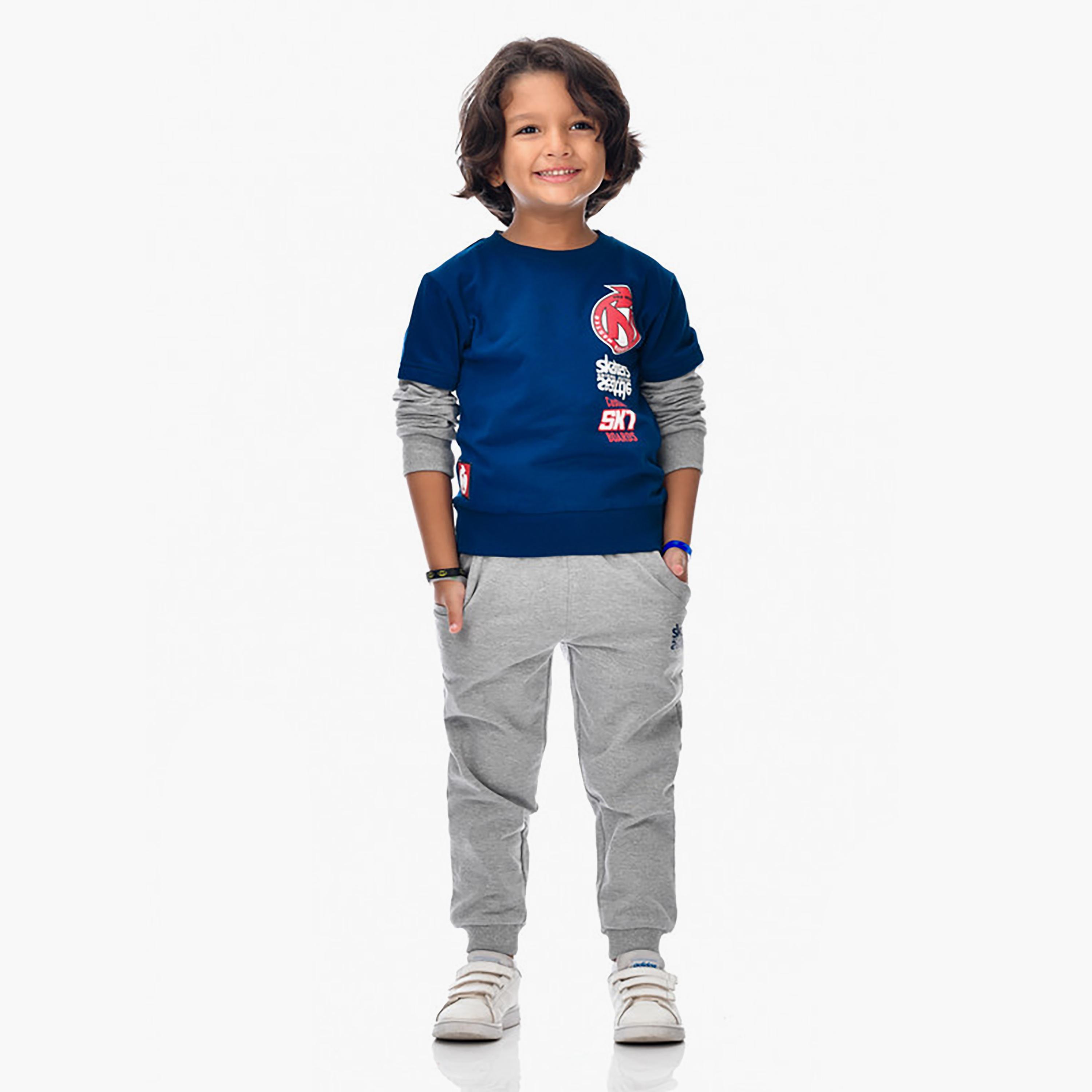 Victor and Jane 2-Piece Printed Long Sleeves Sweatshirt with Joggers-boys-clothing-setsandcoords-image-1