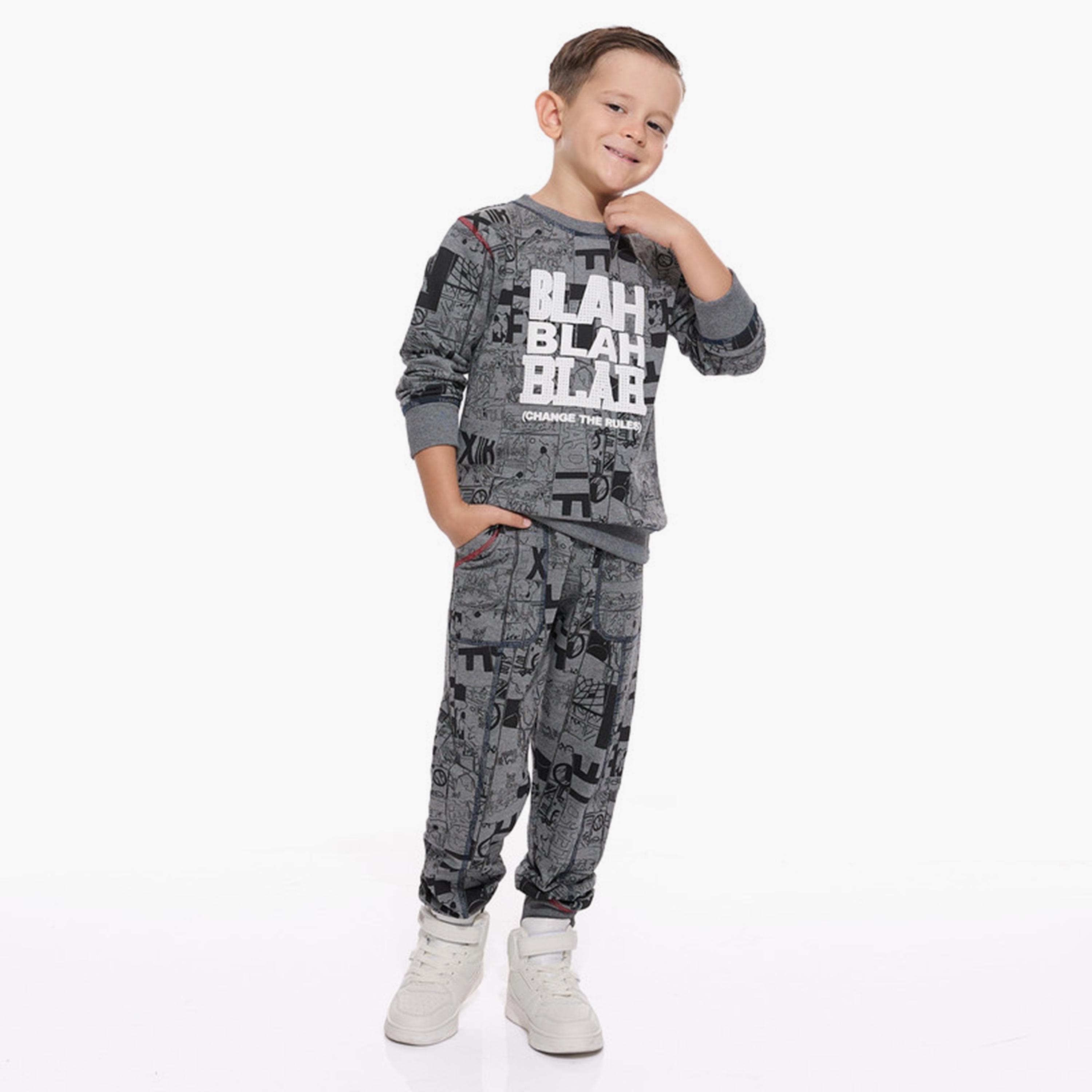 Victor and Jane 2-Piece Printed Long Sleeves Sweatshirt with Joggers-boys-clothing-winterwear-setsandcoords-image-2