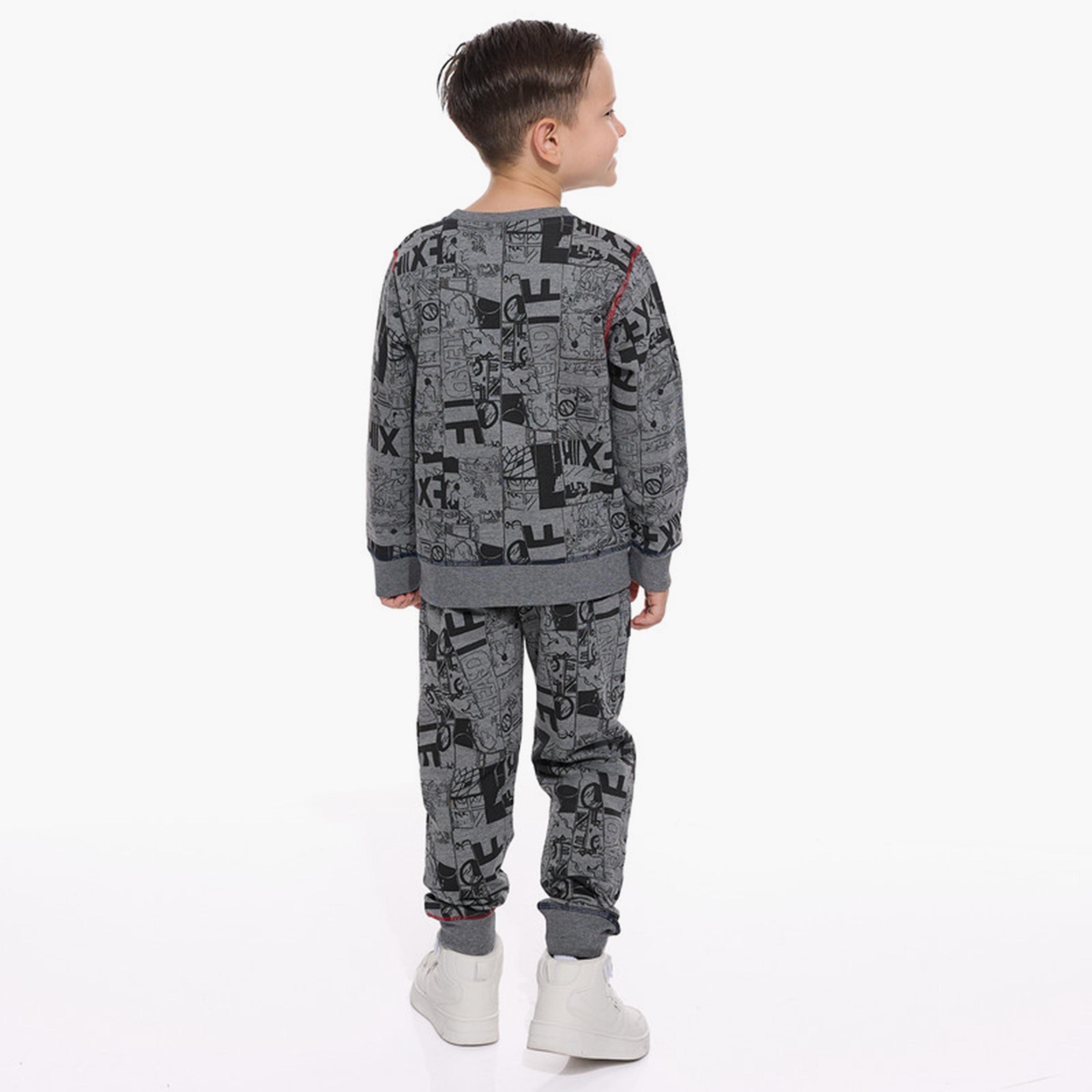Victor and Jane 2-Piece Printed Long Sleeves Sweatshirt with Joggers-boys-clothing-winterwear-setsandcoords-image-3