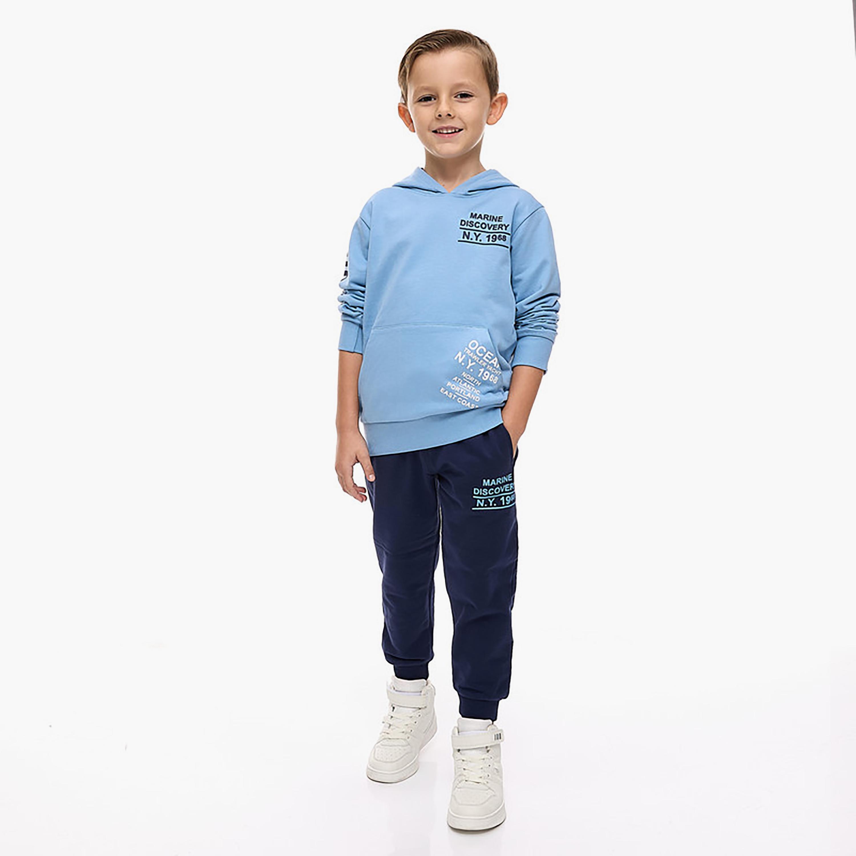 هودي بأكمام طويلة مطبوع مع بنطلون ركض قطعتين من فيكتور اند جين-boys-clothing-setsandcoords-image-6