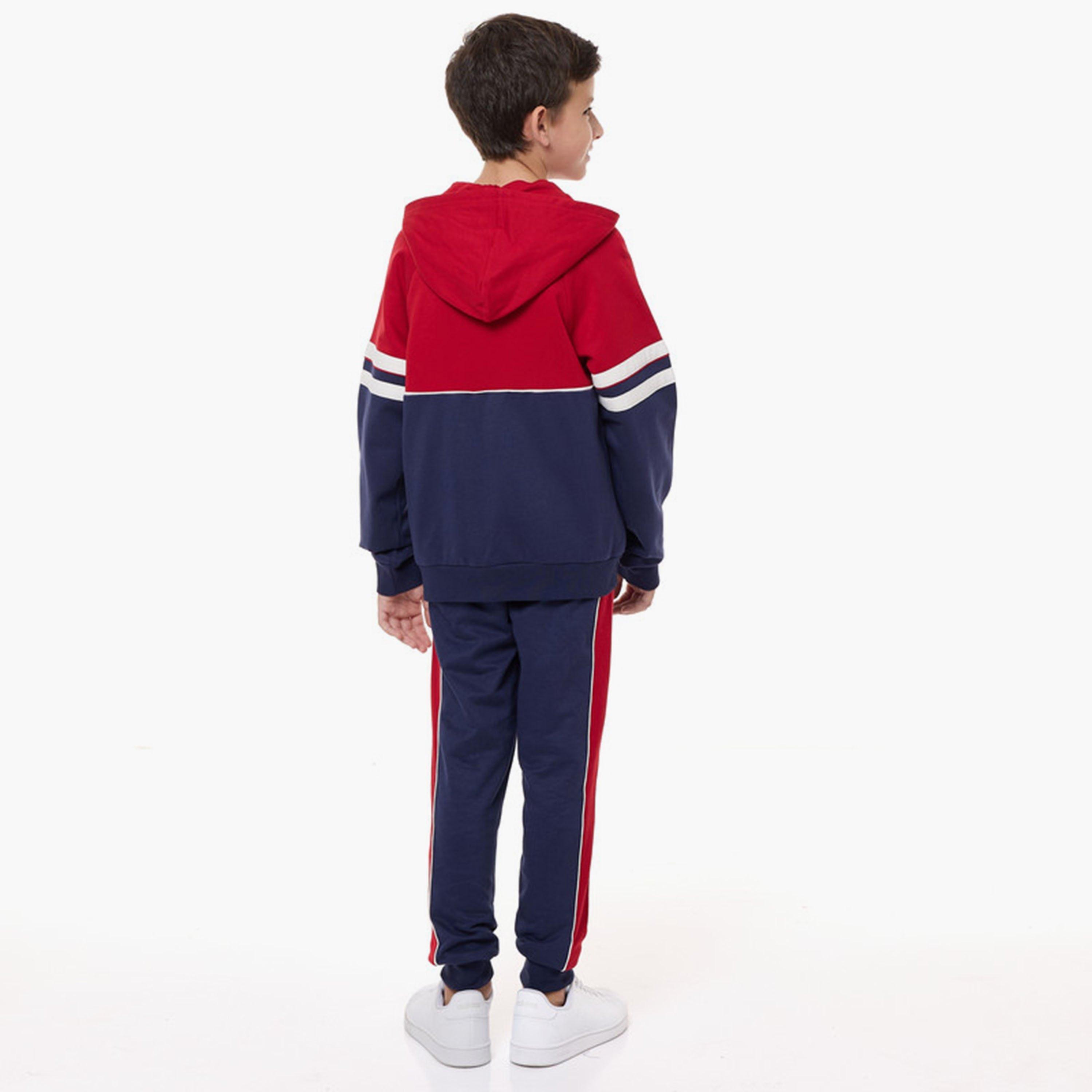 جاكيت ملون بأكمام طويلة مع بنطال ركض قطعتين من فيكتور اند جين-boys-clothing-setsandcoords-image-3