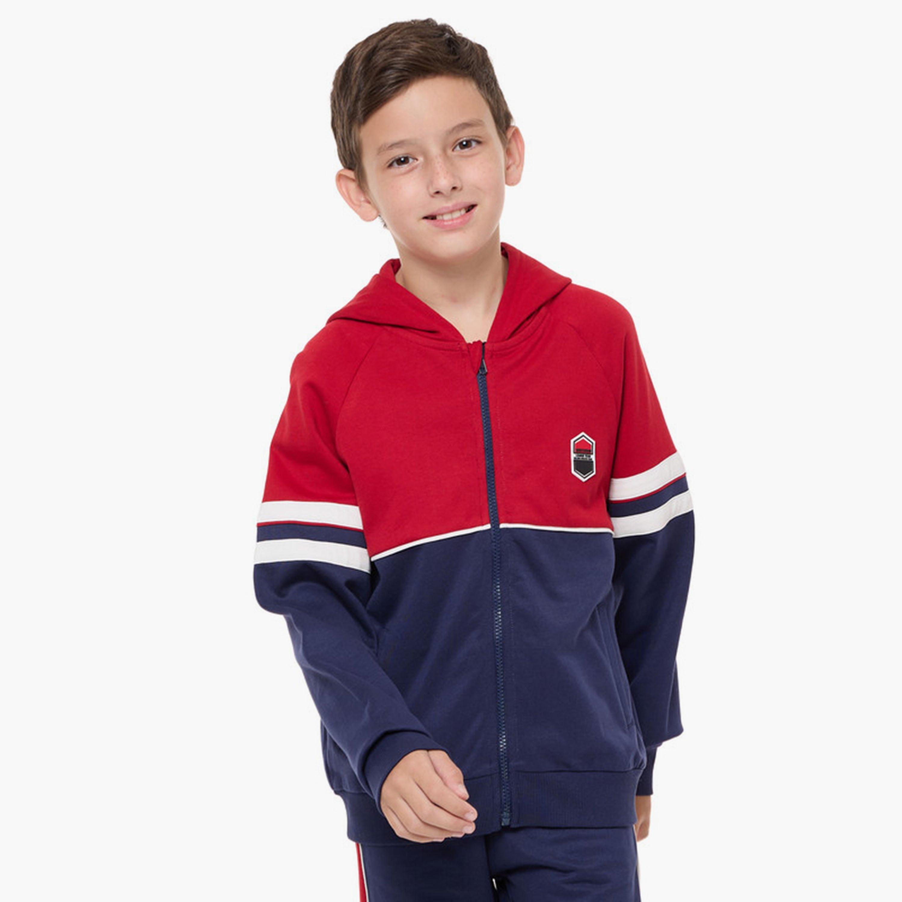 جاكيت ملون بأكمام طويلة مع بنطال ركض قطعتين من فيكتور اند جين-boys-clothing-setsandcoords-image-4