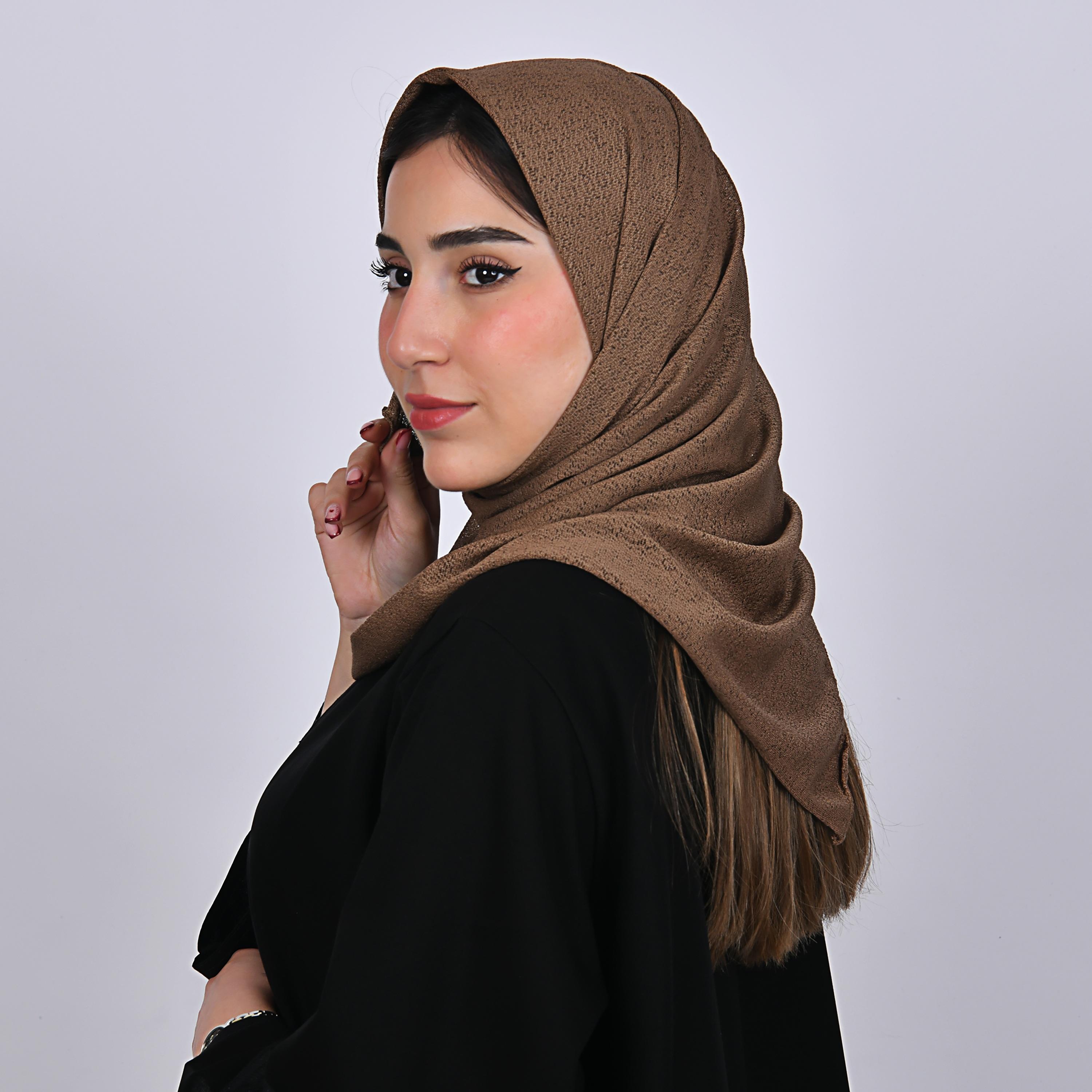 Hawraa Brown Textured Crepe Hijab-women-arabicclothing-headscarf-hijab-image-4