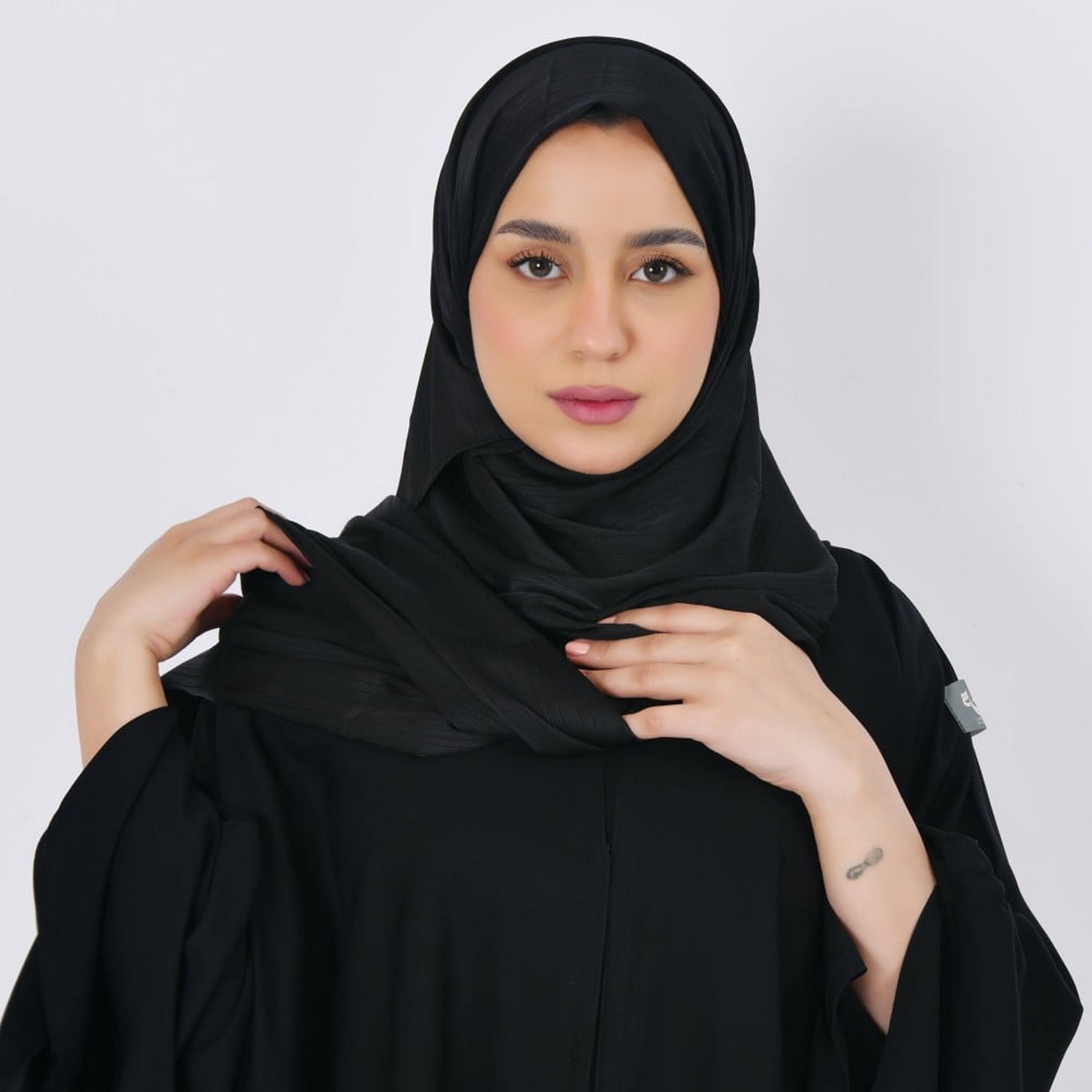 Lamha Black Pinstripe Crepe Women Hijab-women-arabicclothing-headscarf-hijab-image-1