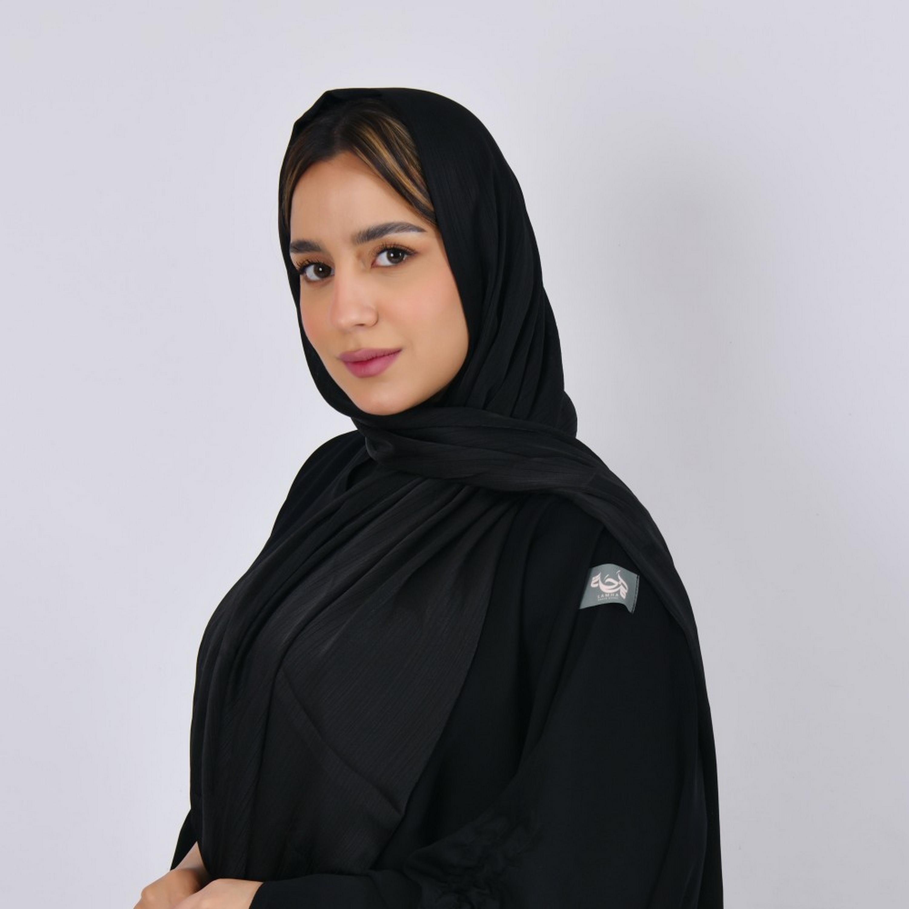 Lamha Black Pinstripe Crepe Women Hijab-women-arabicclothing-headscarf-hijab-image-2