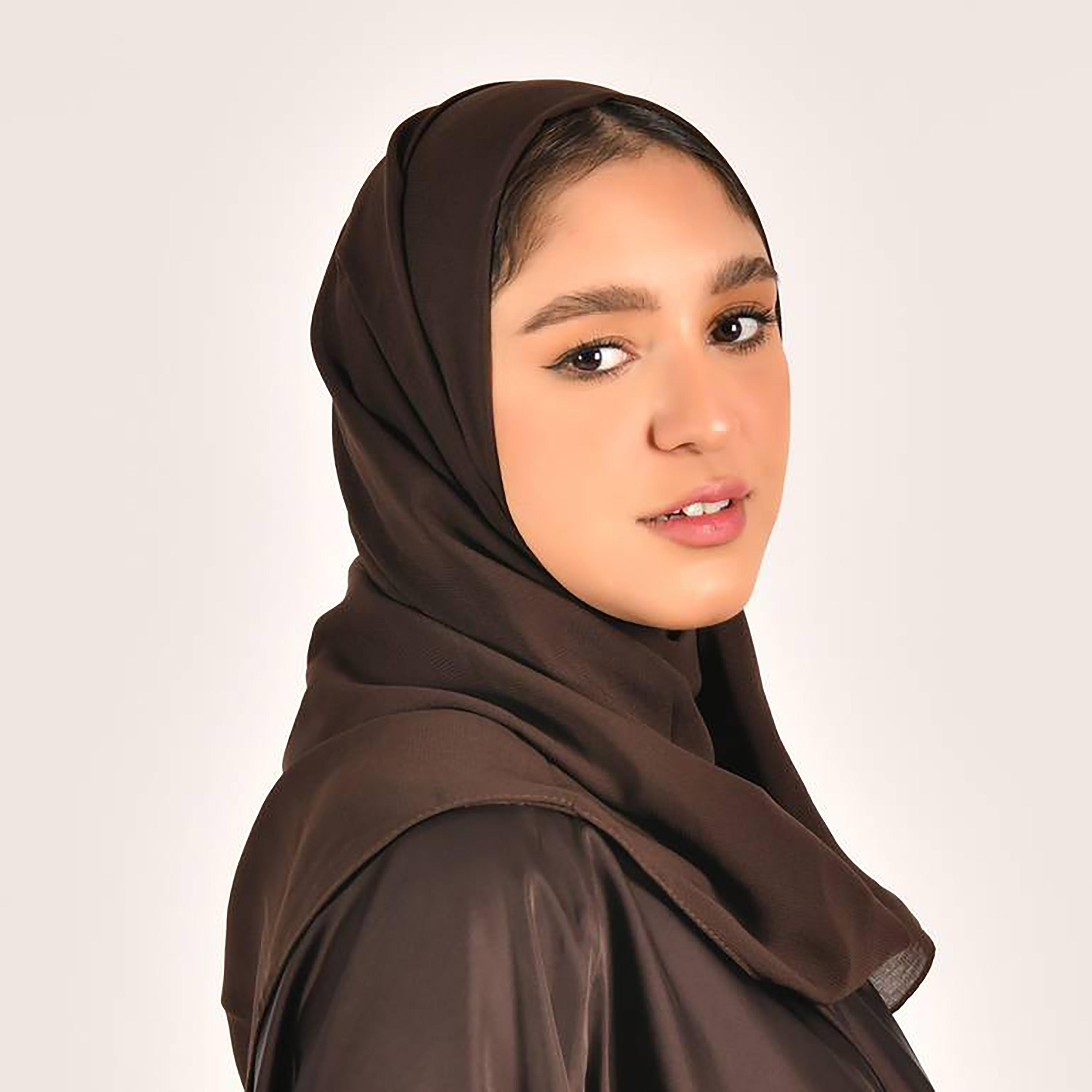 Hawraa Dark Brown Plain Satin Hijab-women-arabicclothing-headscarf-hijab-image-3