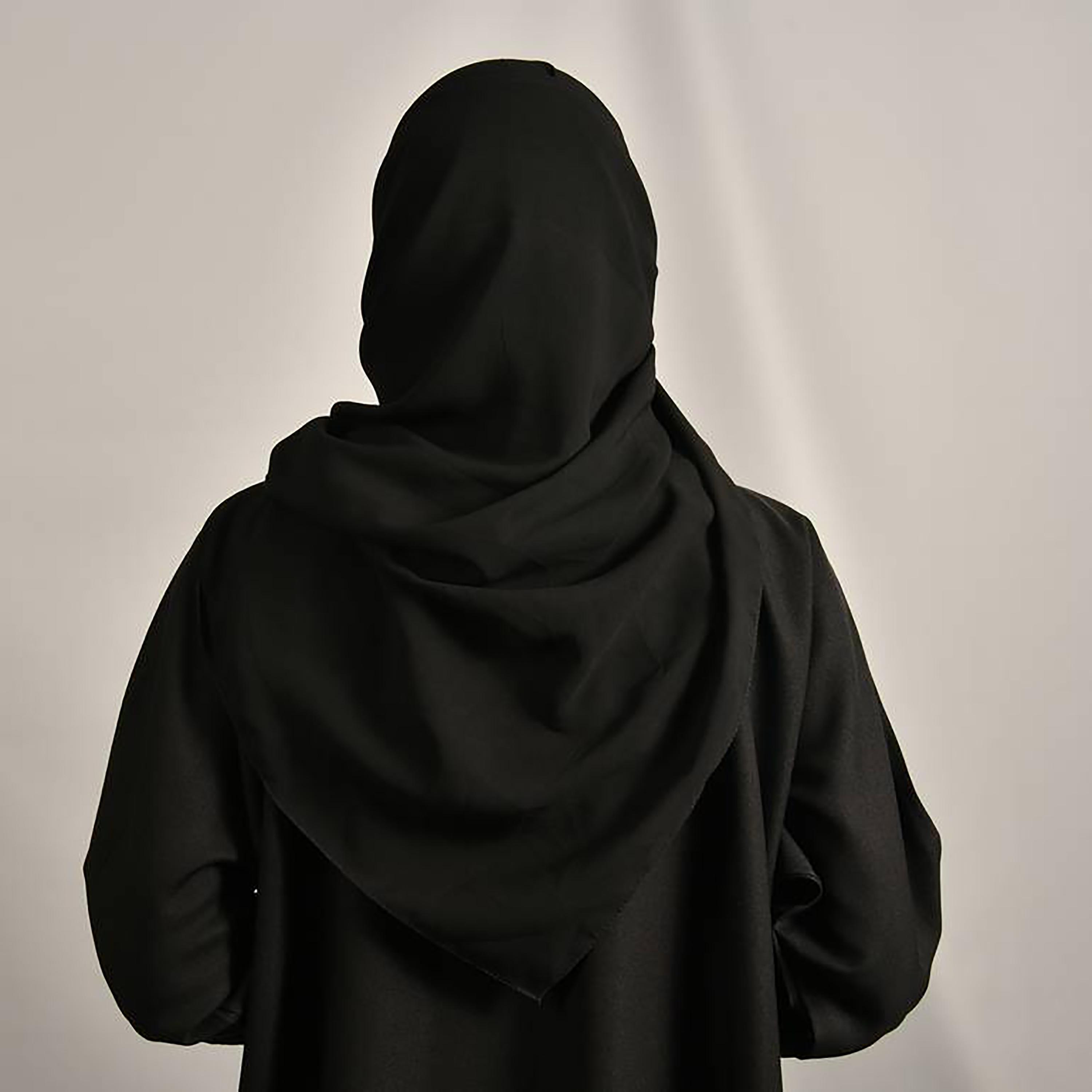 Hawraa Black Plain Crepe Hijab-women-arabicclothing-headscarf-hijab-image-3