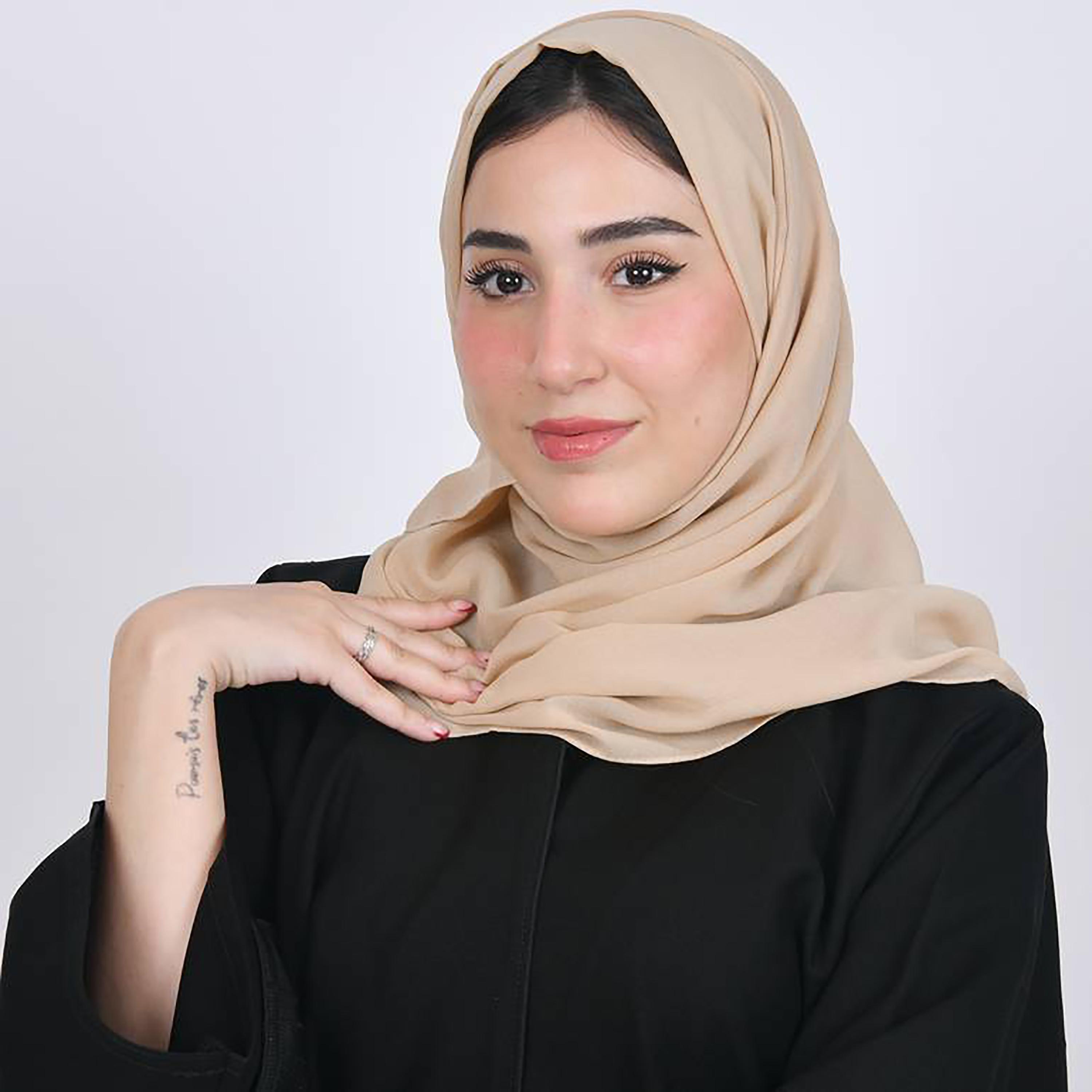 Hawraa Beige Plain Satin Hijab-women-arabicclothing-headscarf-hijab-image-1