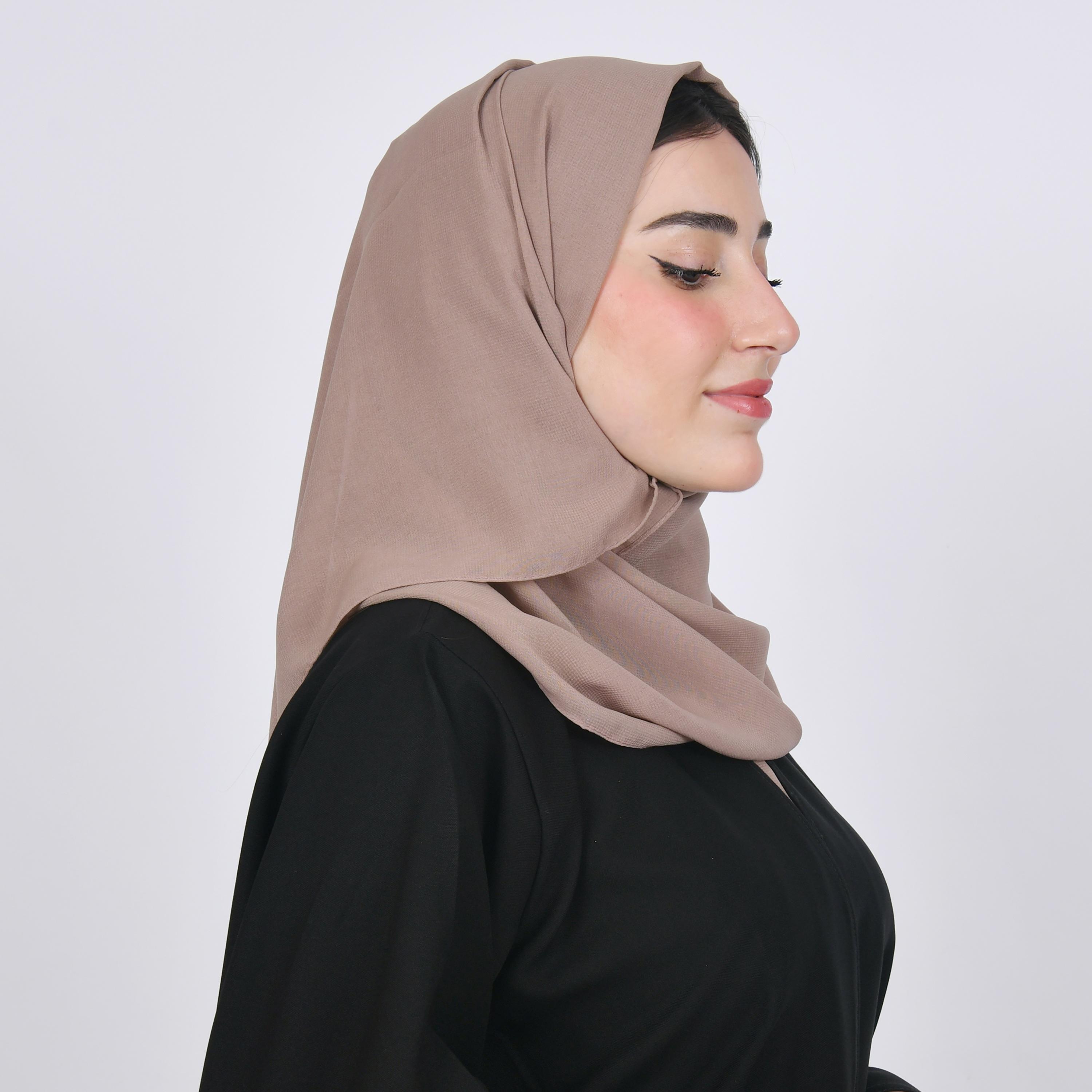 Hawraa Beige Plain Satin Hijab-women-arabicclothing-headscarf-hijab-image-2