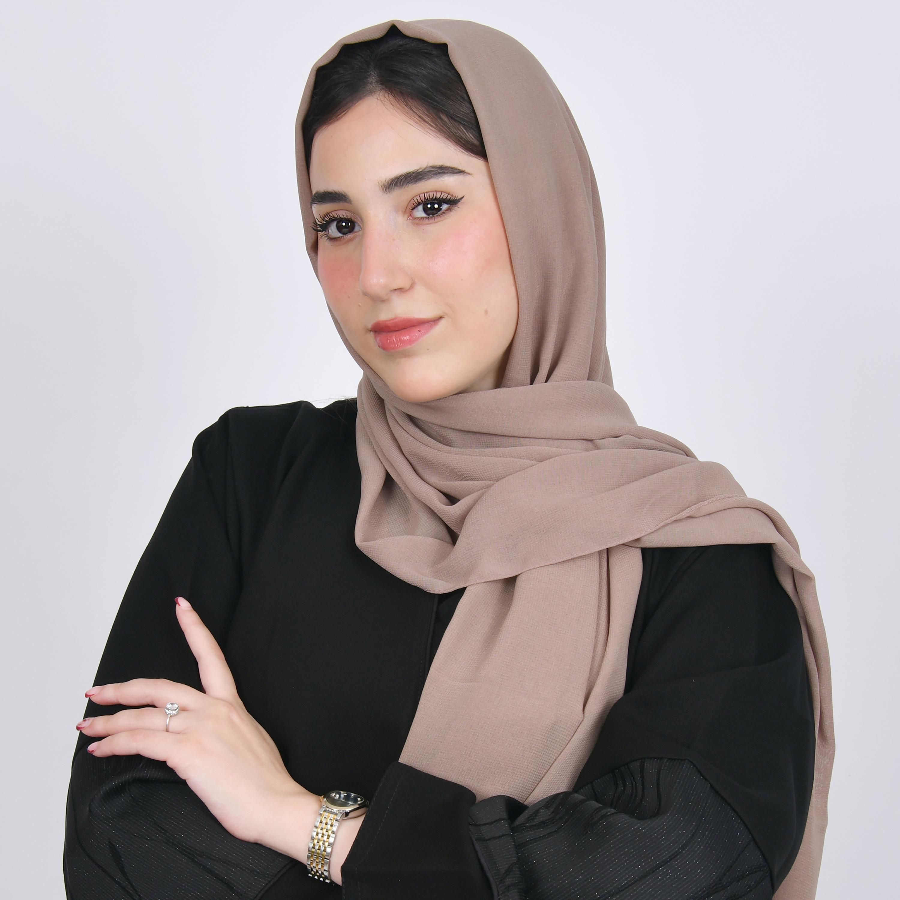 Hawraa Beige Plain Satin Hijab-women-arabicclothing-headscarf-hijab-image-1