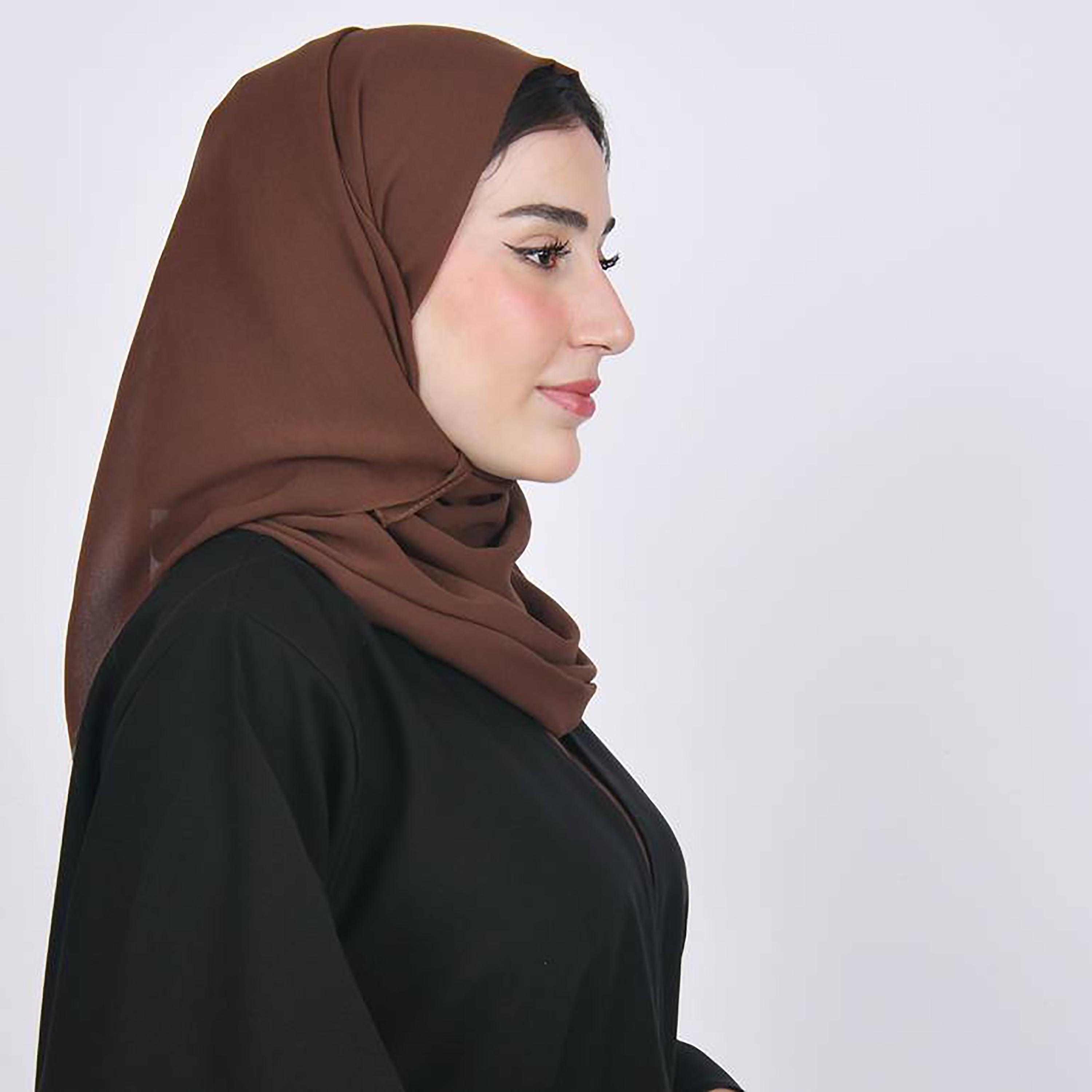 Hawraa Brown Plain Satin Hijab-women-arabicclothing-headscarf-hijab-image-3