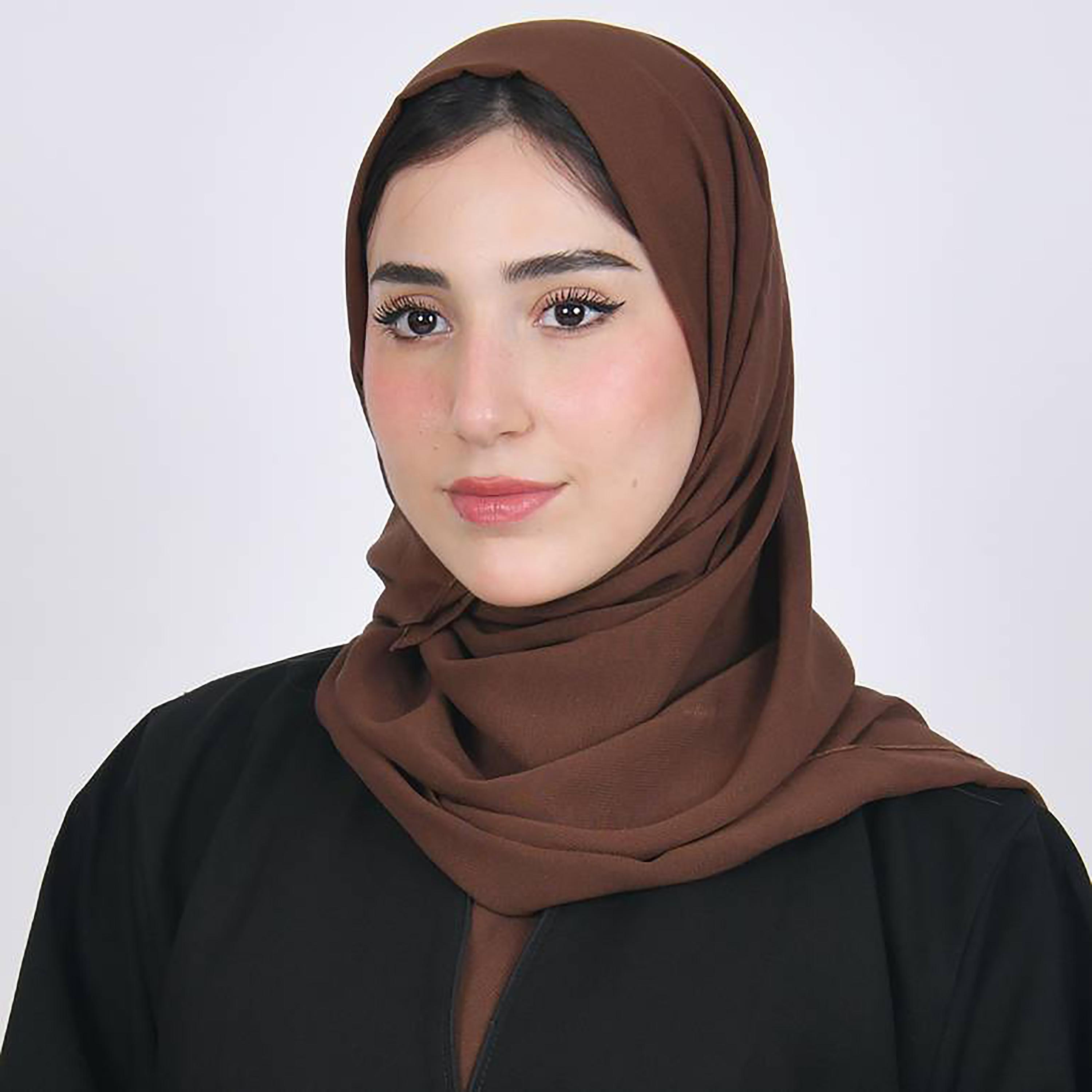 Hawraa Brown Plain Satin Hijab-women-arabicclothing-headscarf-hijab-image-1