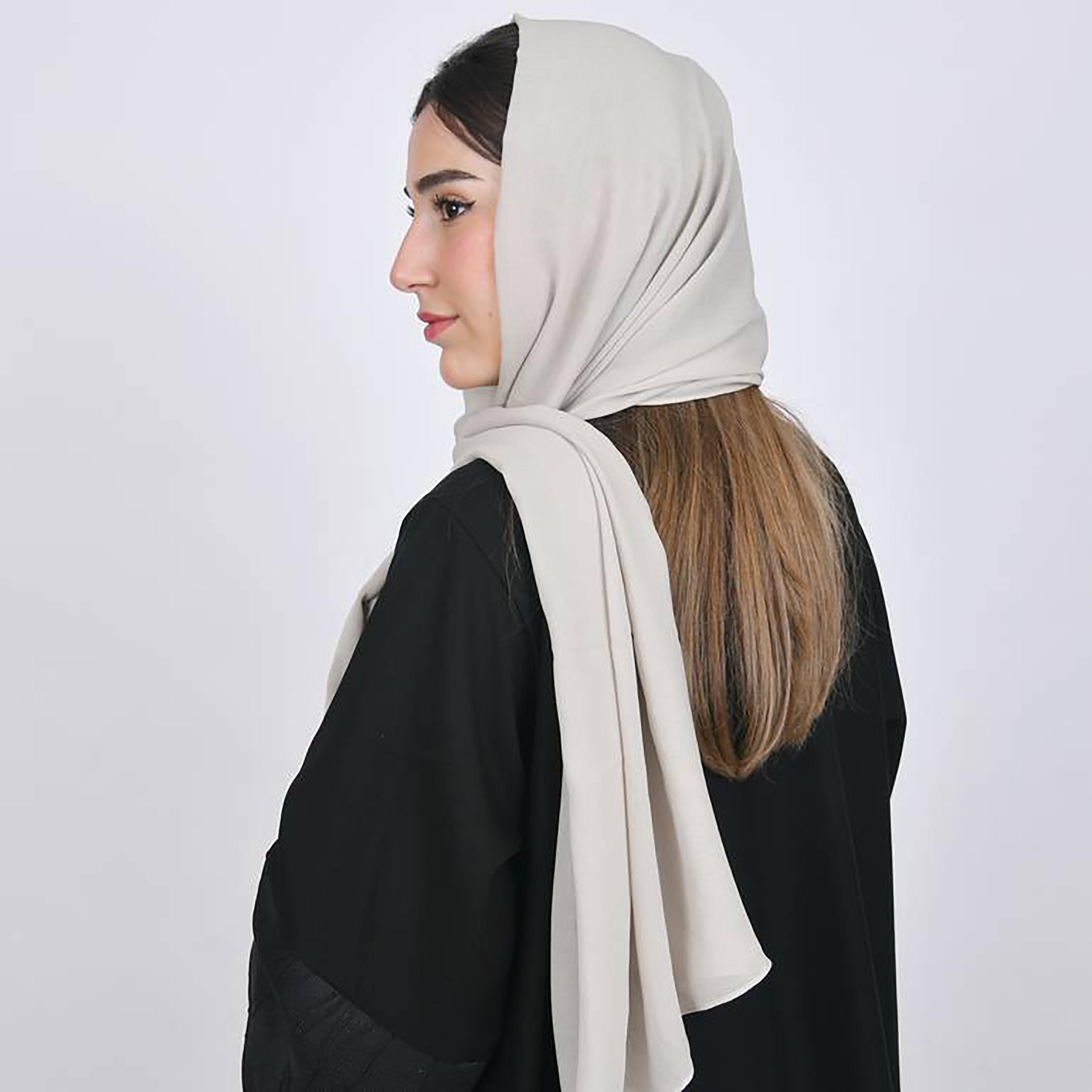 Hawraa Grey Plain Satin Hijab-women-arabicclothing-headscarf-hijab-image-2