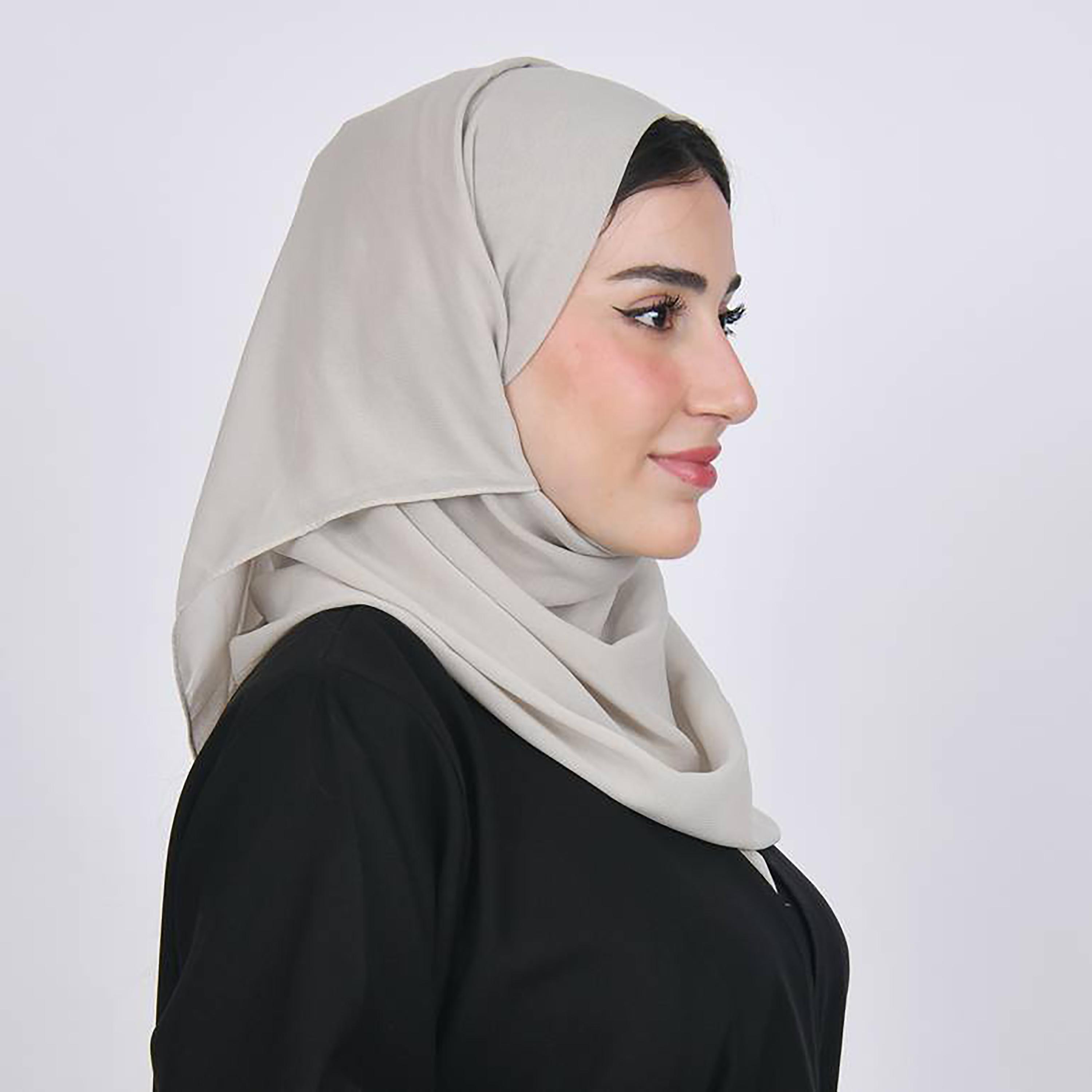 Hawraa Grey Plain Satin Hijab-women-arabicclothing-headscarf-hijab-image-3