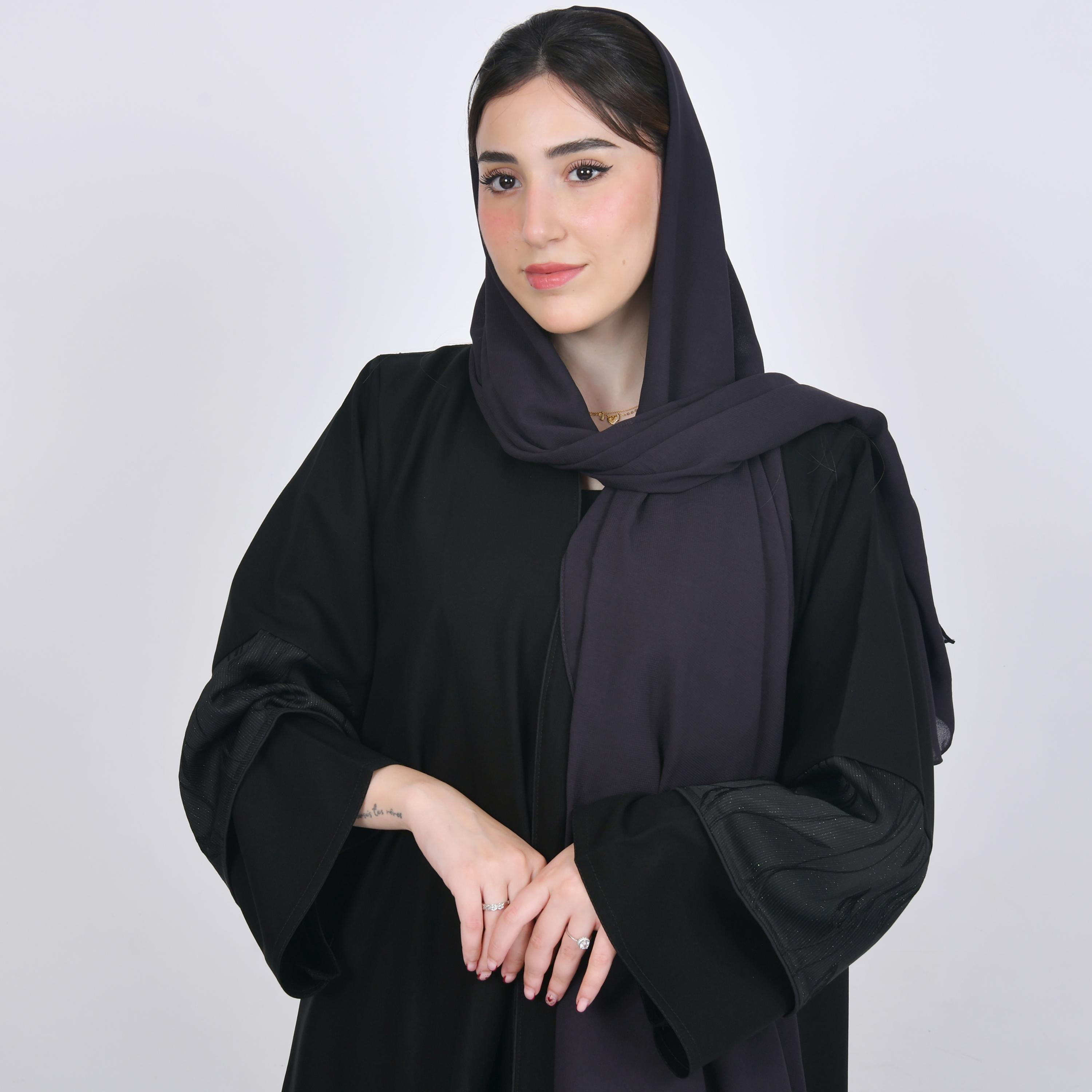 Hawraa Purple Plain Satin Hijab-women-arabicclothing-headscarf-hijab-image-4