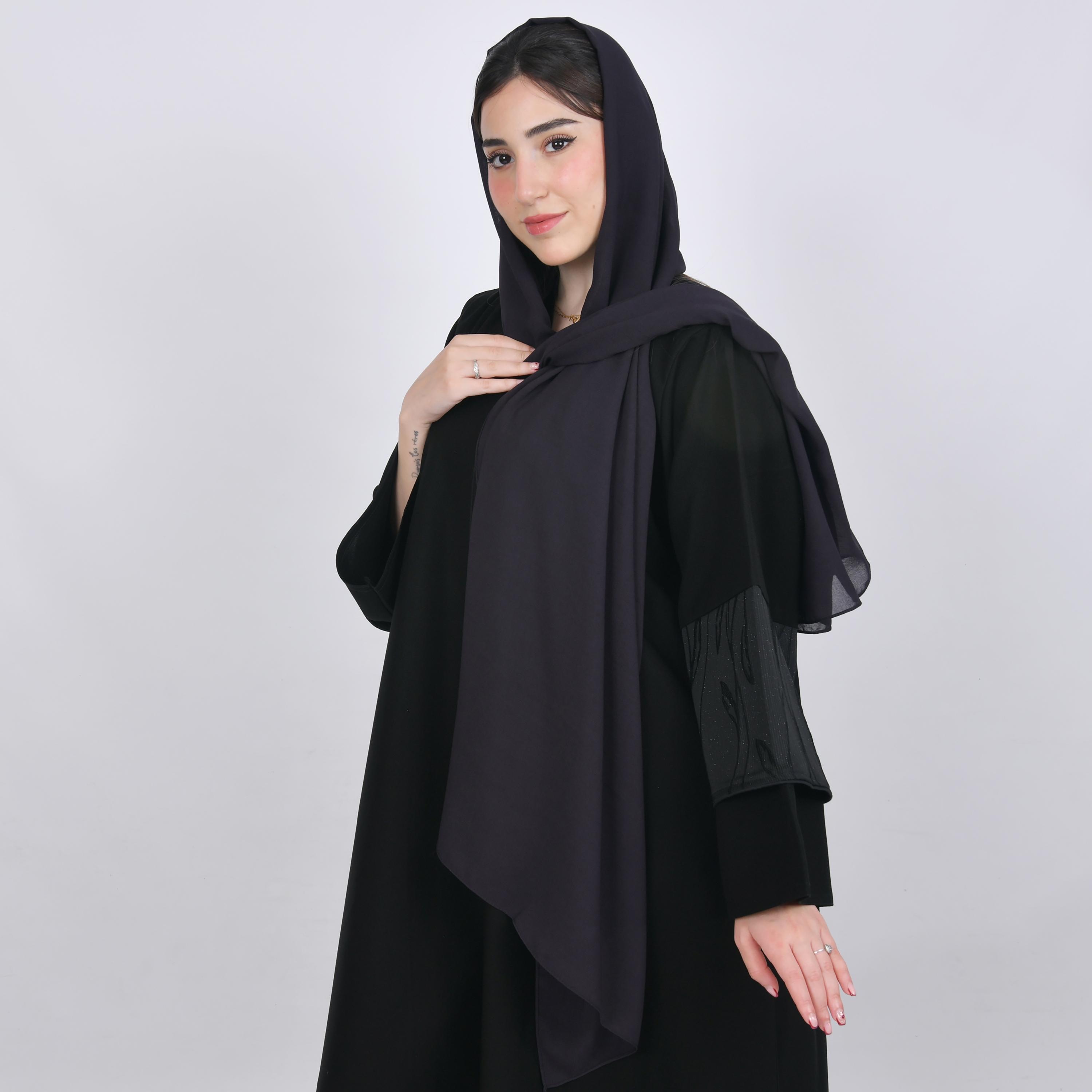 Hawraa Purple Plain Satin Hijab-women-arabicclothing-headscarf-hijab-image-3