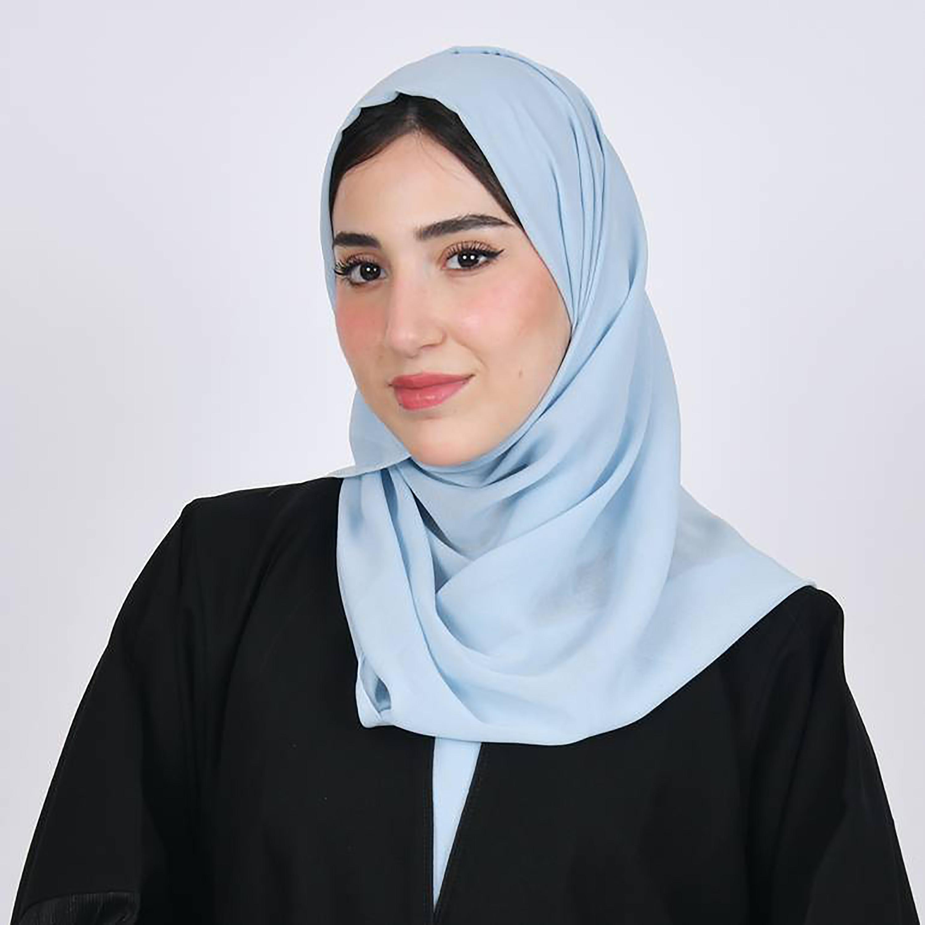 Hawraa Blue Plain Satin Hijab-women-arabicclothing-headscarf-hijab-image-1