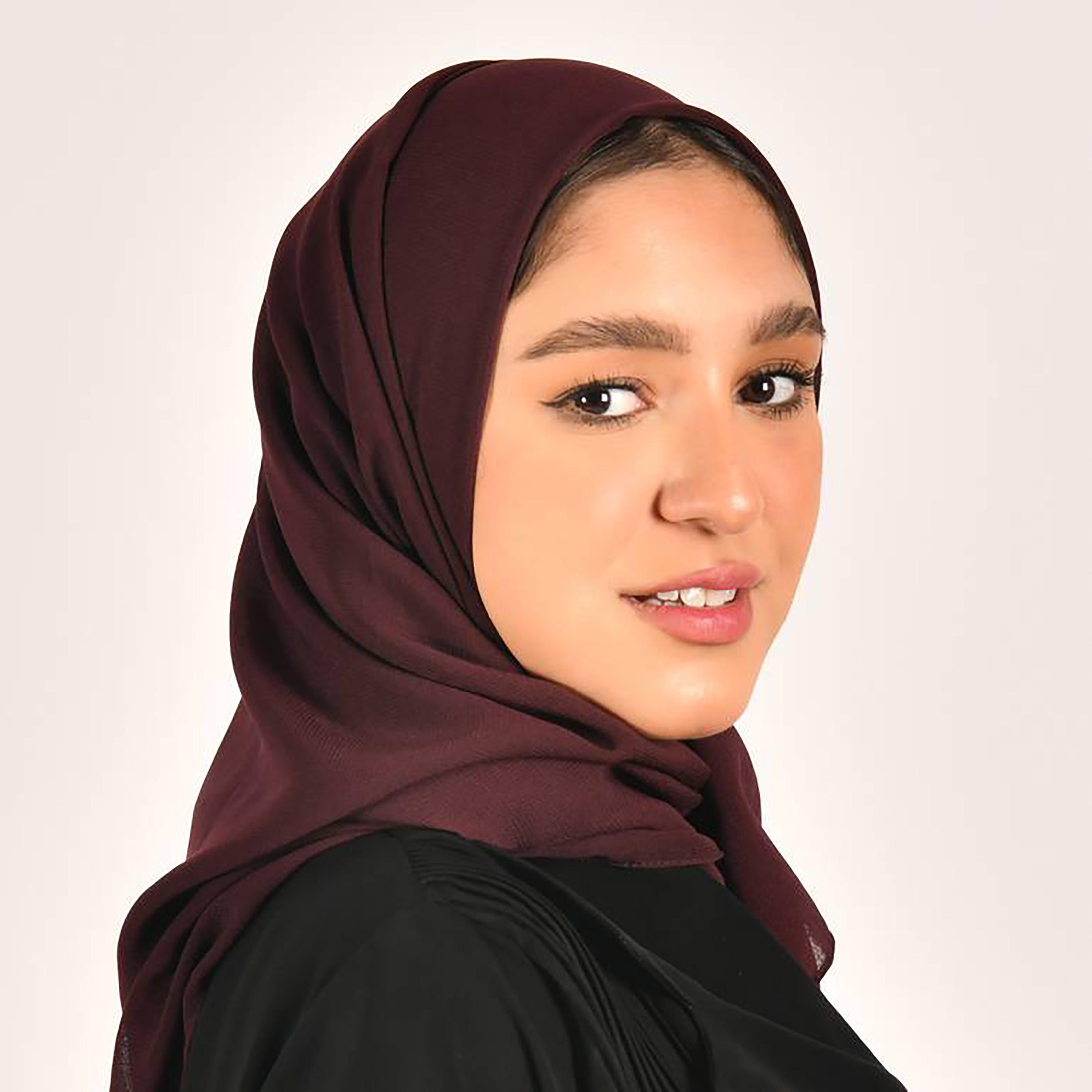 Hawraa Maroon Plain Satin Hijab-women-arabicclothing-headscarf-hijab-image-3