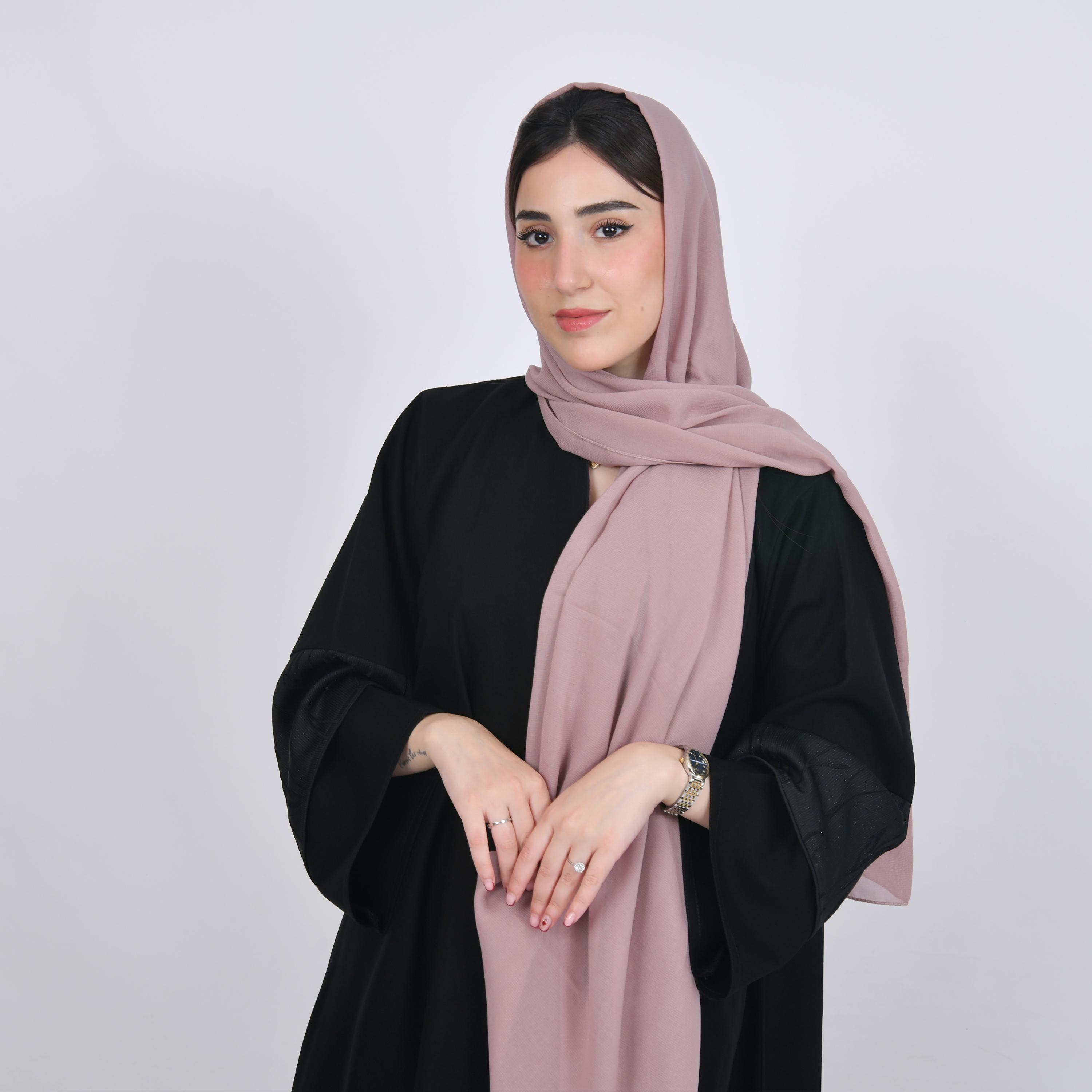 Hawraa Pink Textured Satin Hijab-women-arabicclothing-headscarf-hijab-image-2