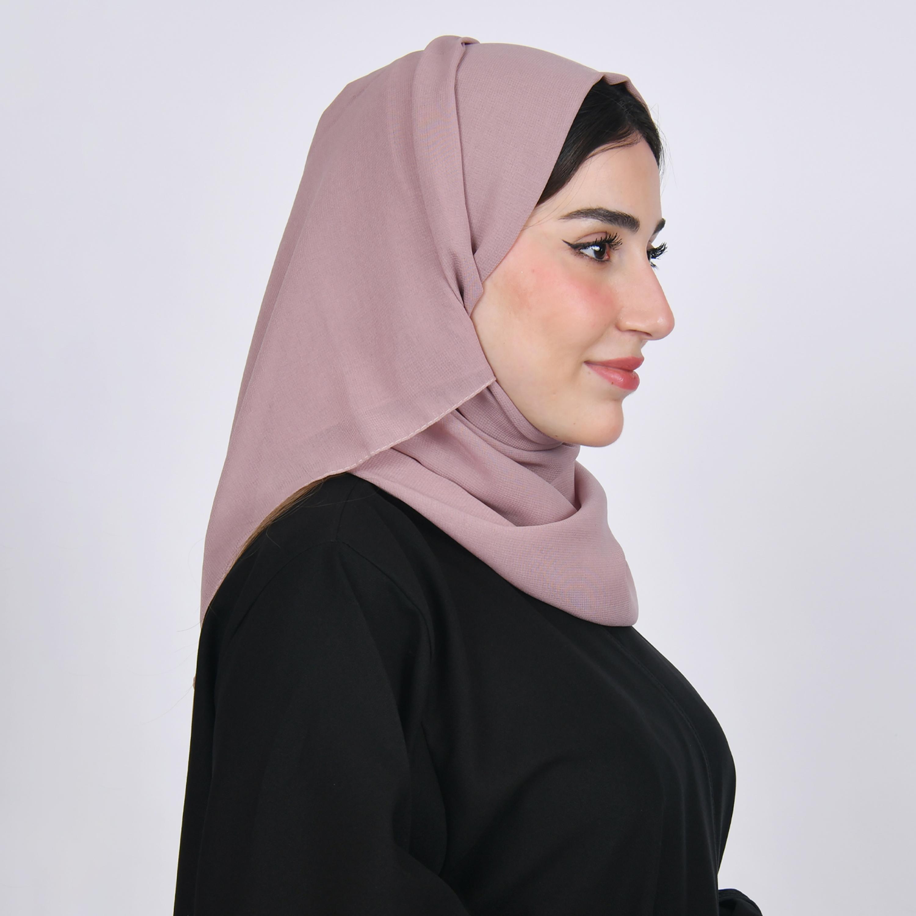 Hawraa Pink Textured Satin Hijab-women-arabicclothing-headscarf-hijab-image-3