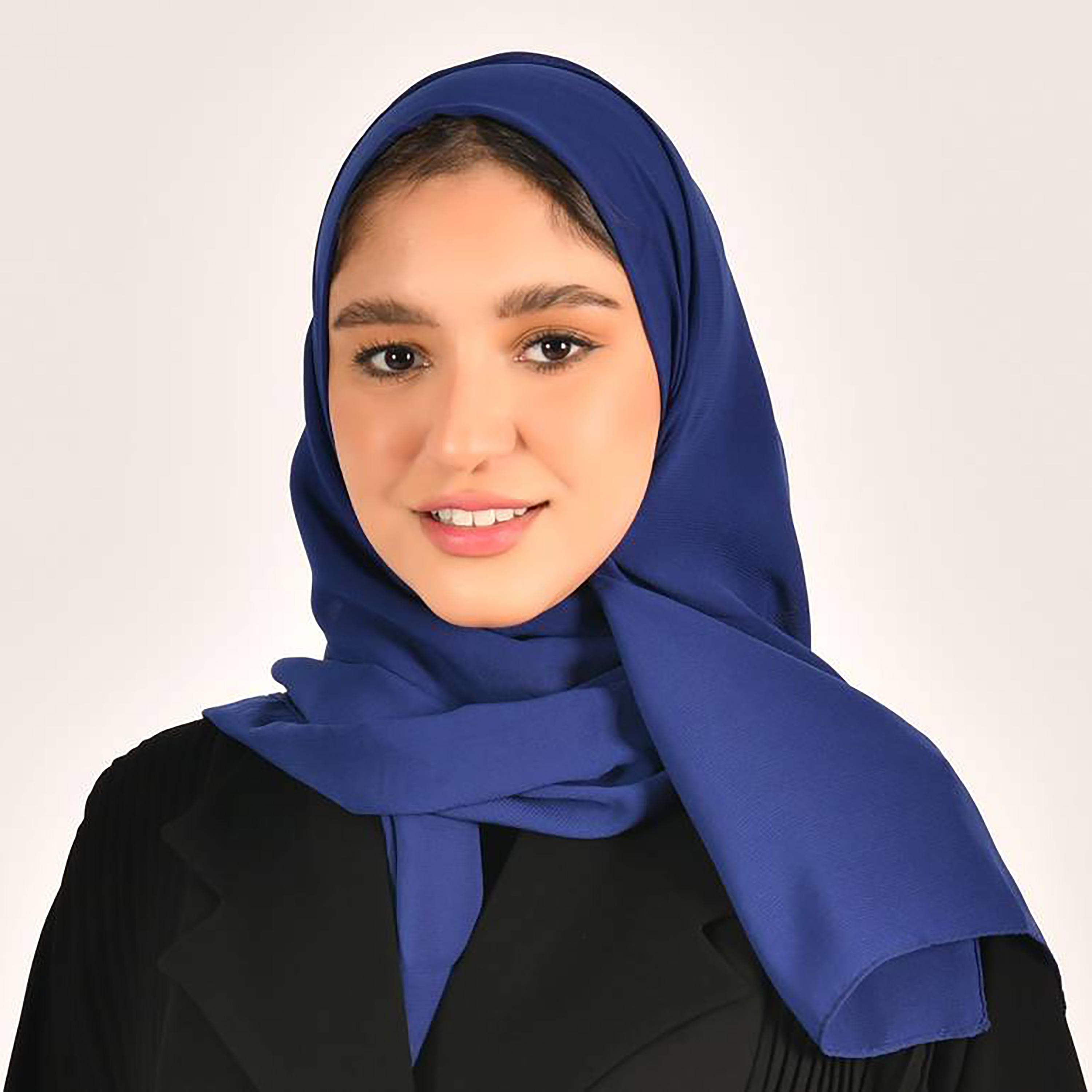 Hawraa Blue Plain Satin Hijab-women-arabicclothing-headscarf-hijab-image-1