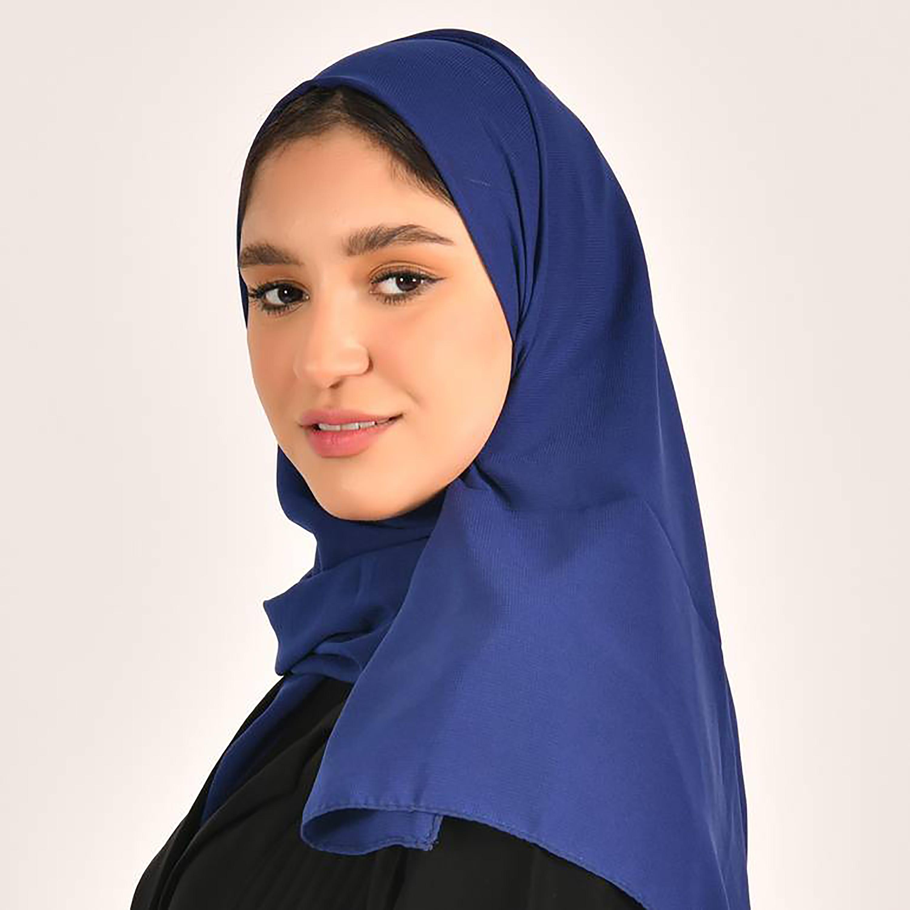 Hawraa Blue Plain Satin Hijab-women-arabicclothing-headscarf-hijab-image-3