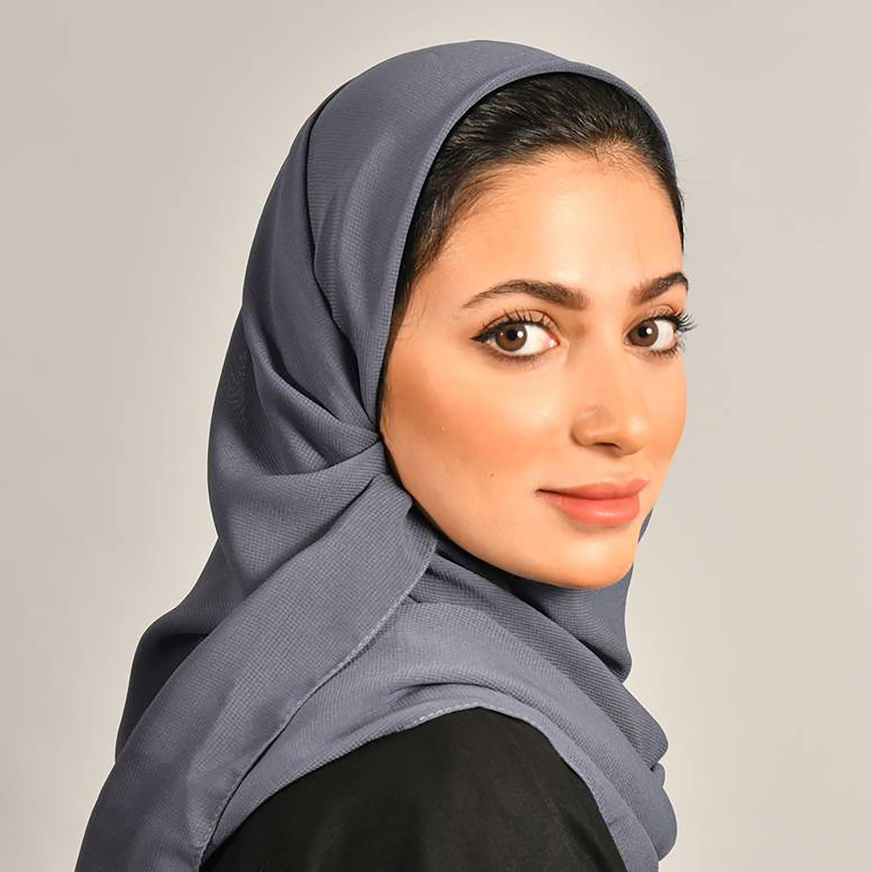 Hawraa Grey Plain Satin Hijab-women-arabicclothing-headscarf-hijab-image-3