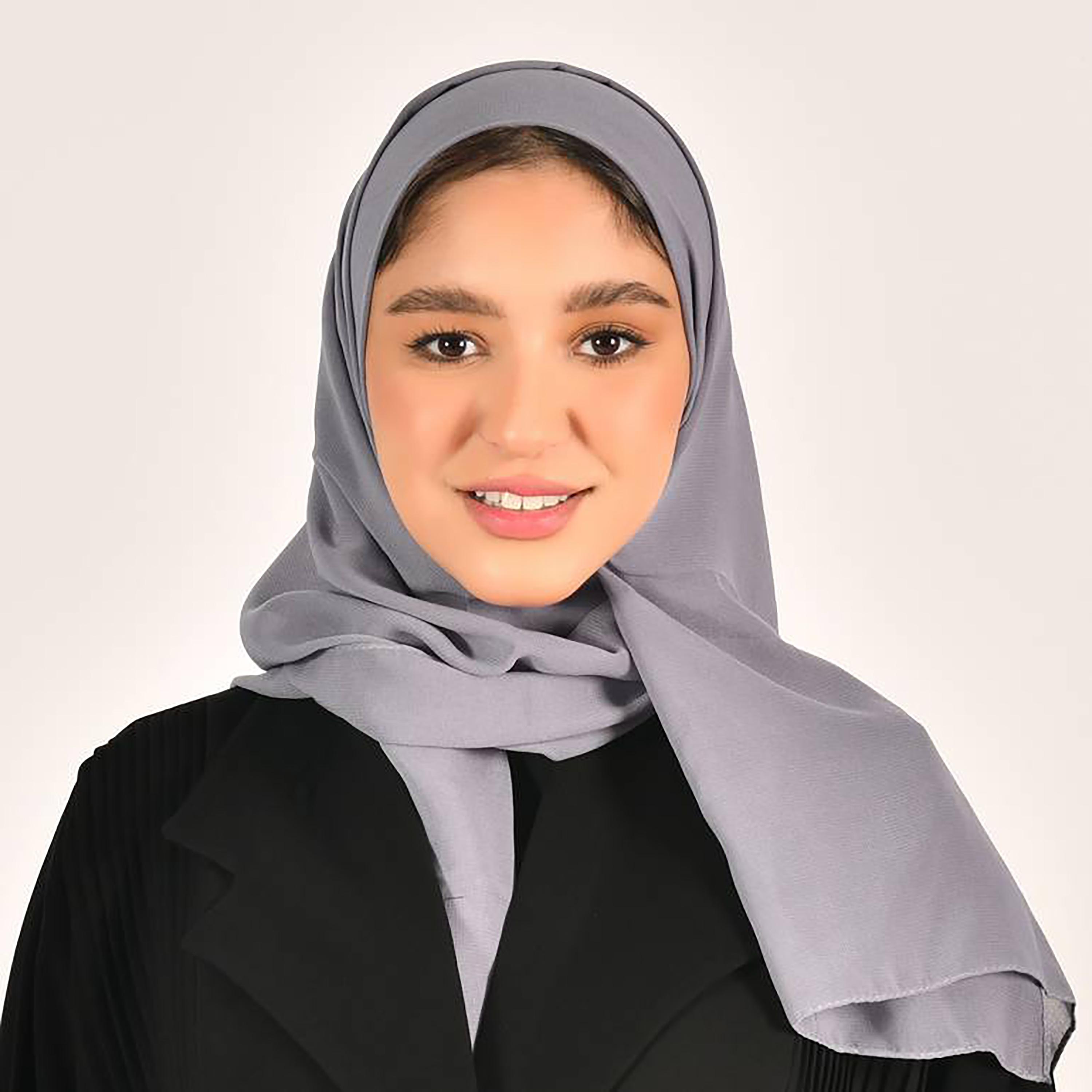 Hawraa Grey Plain Satin Hijab-women-arabicclothing-headscarf-hijab-image-1