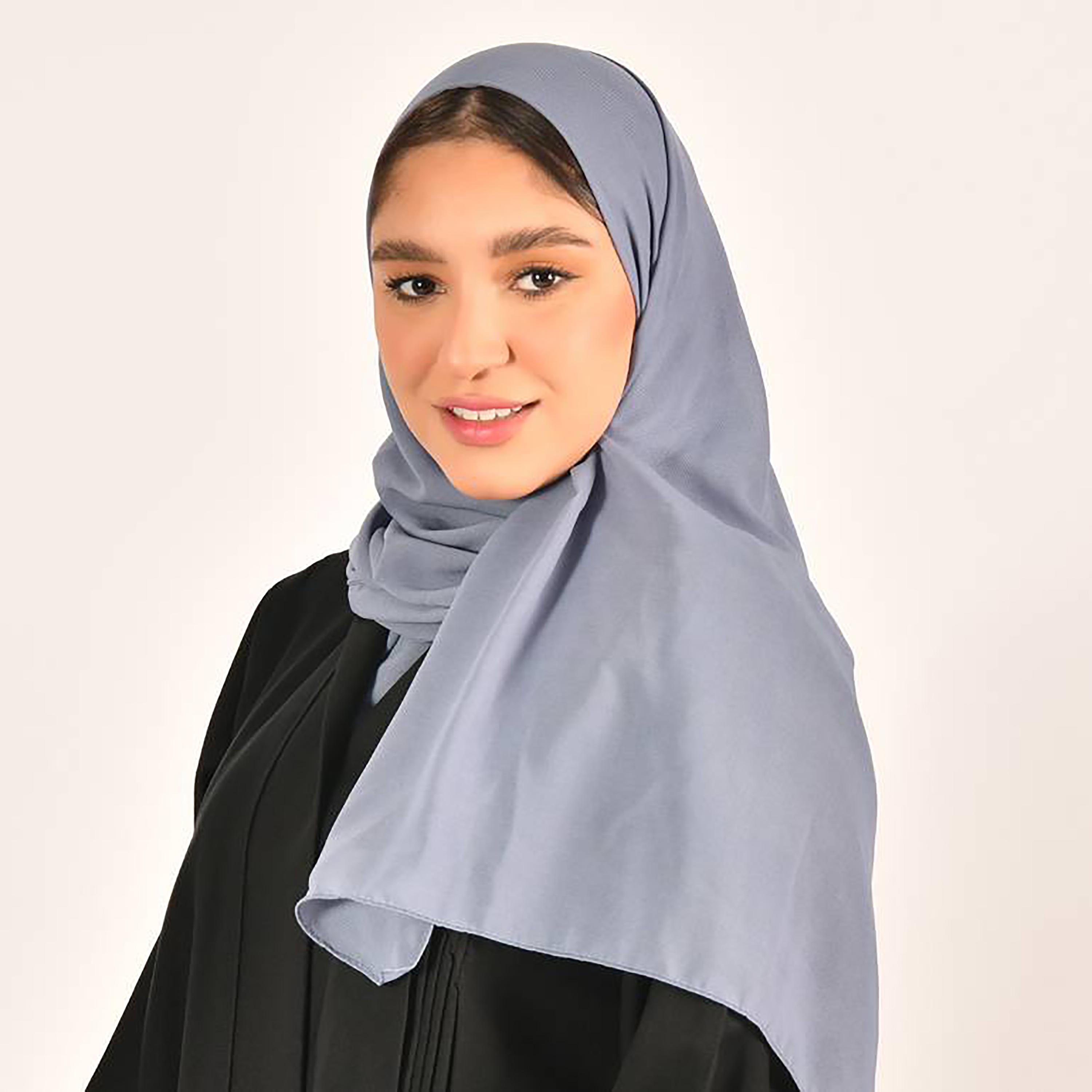 Hawraa Grey Plain Crepe Hijab-women-arabicclothing-headscarf-hijab-image-1