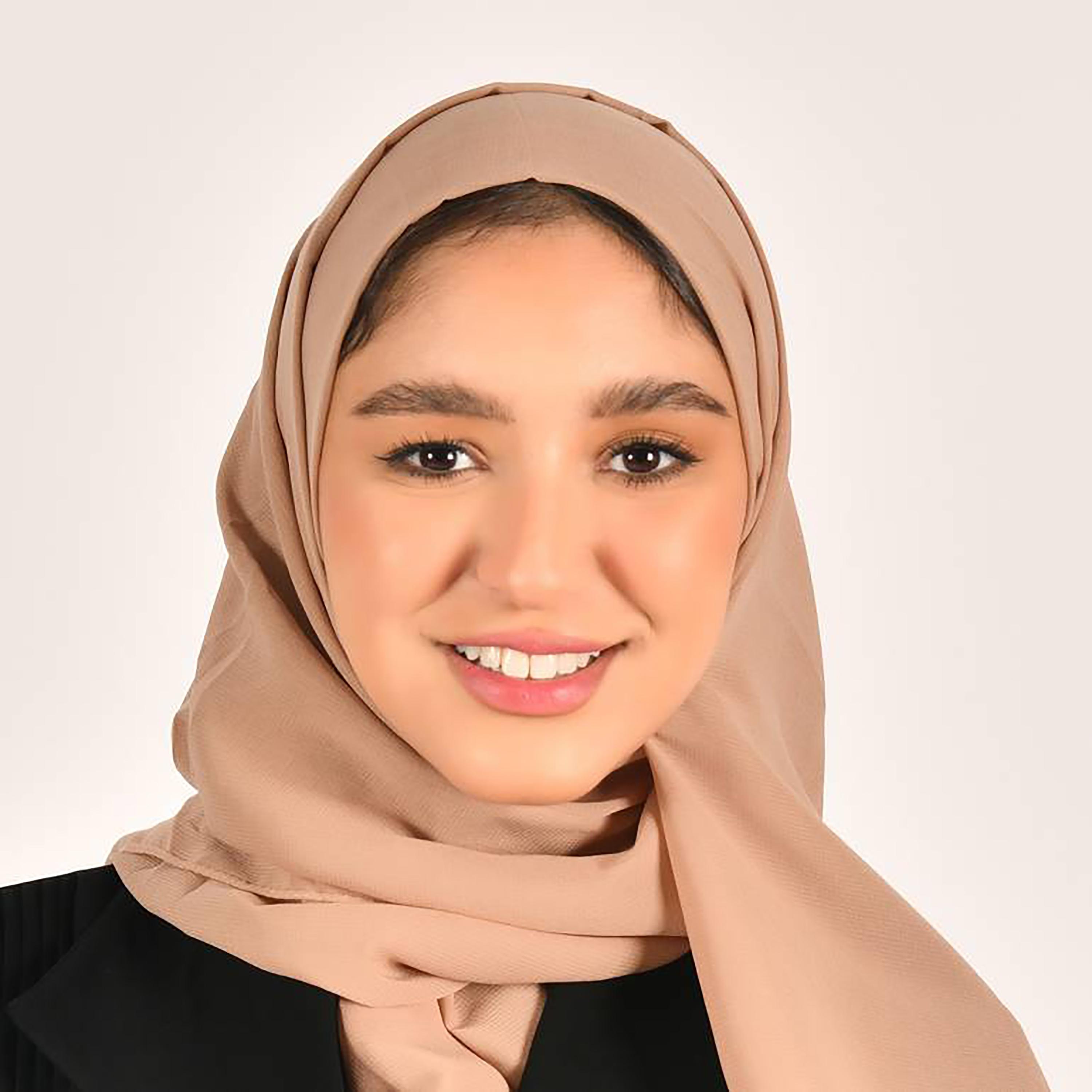 Hawraa Beige Plain Satin Hijab-women-arabicclothing-headscarf-hijab-image-1