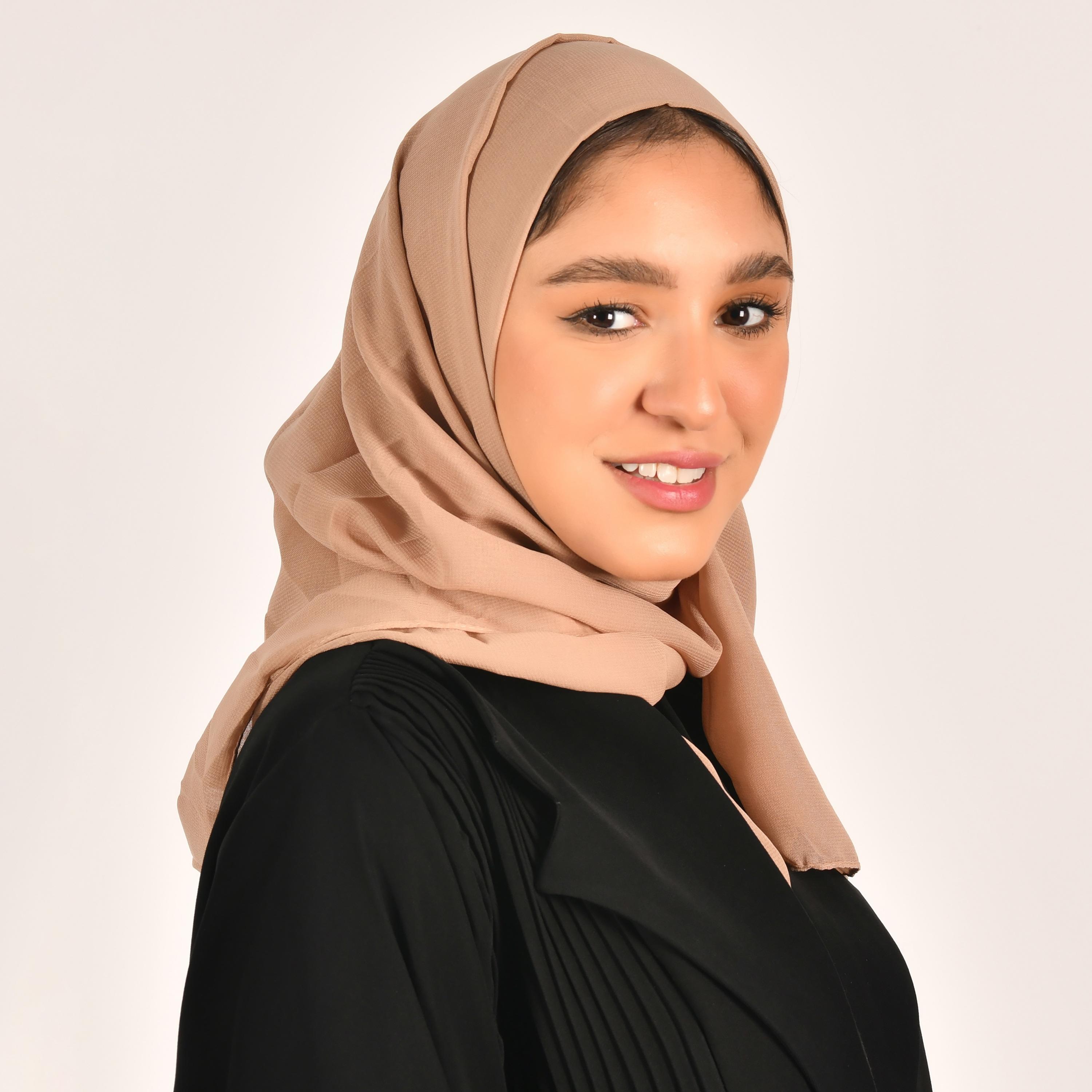 Hawraa Beige Plain Satin Hijab-women-arabicclothing-headscarf-hijab-image-2