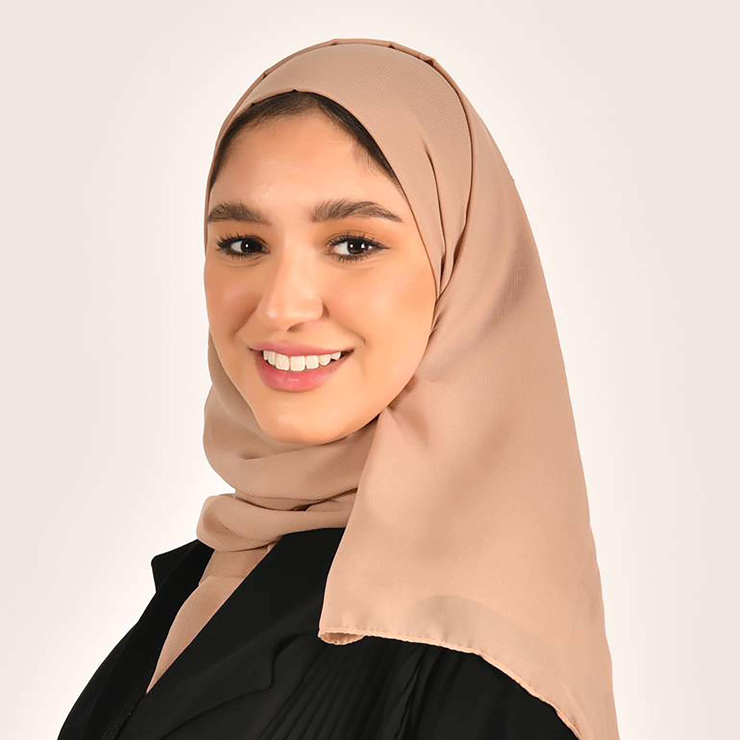 Hawraa Beige Plain Satin Hijab-women-arabicclothing-headscarf-hijab-image-3