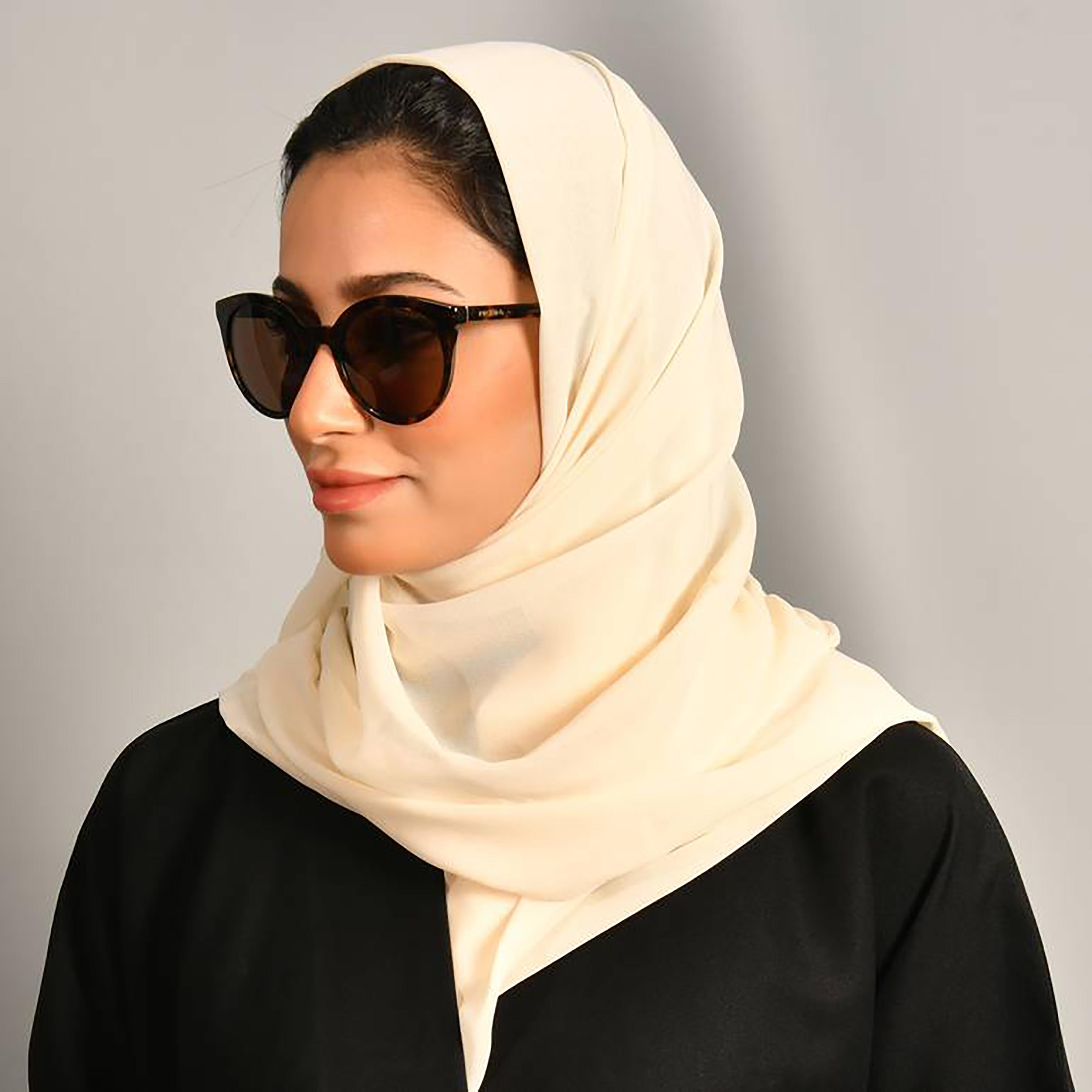 Hawraa Cream Plain Satin Hijab-women-arabicclothing-headscarf-hijab-image-2