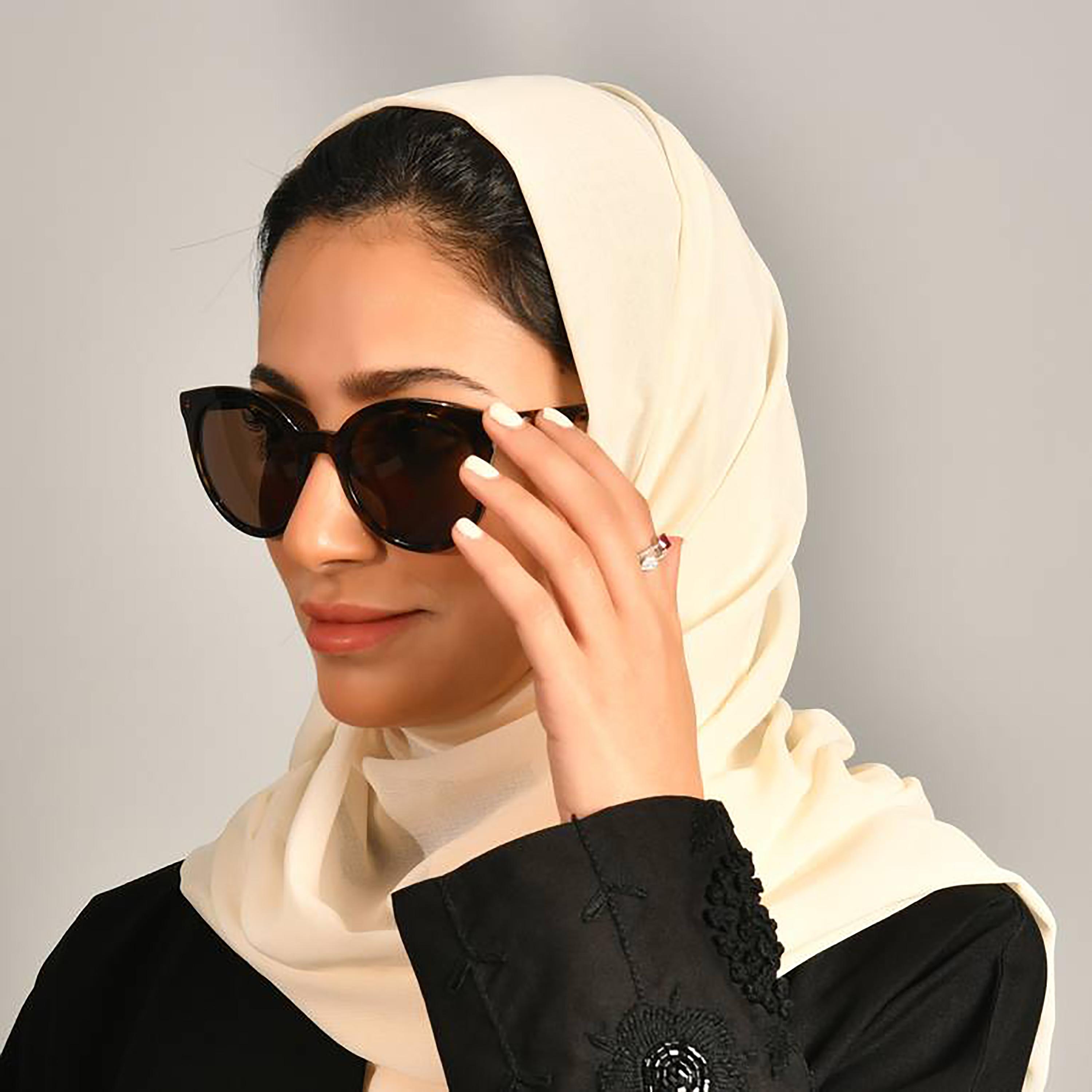 Hawraa Cream Plain Satin Hijab-women-arabicclothing-headscarf-hijab-image-3