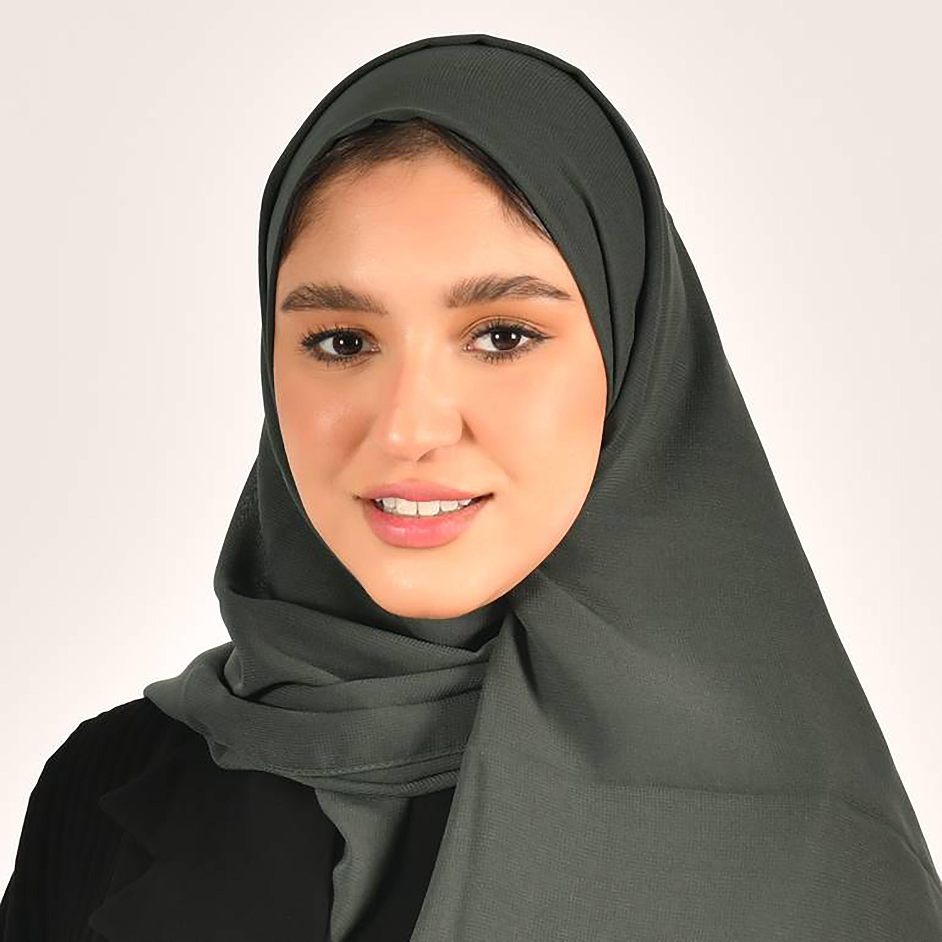 Hawraa Green Plain Satin Hijab-women-arabicclothing-headscarf-hijab-image-1