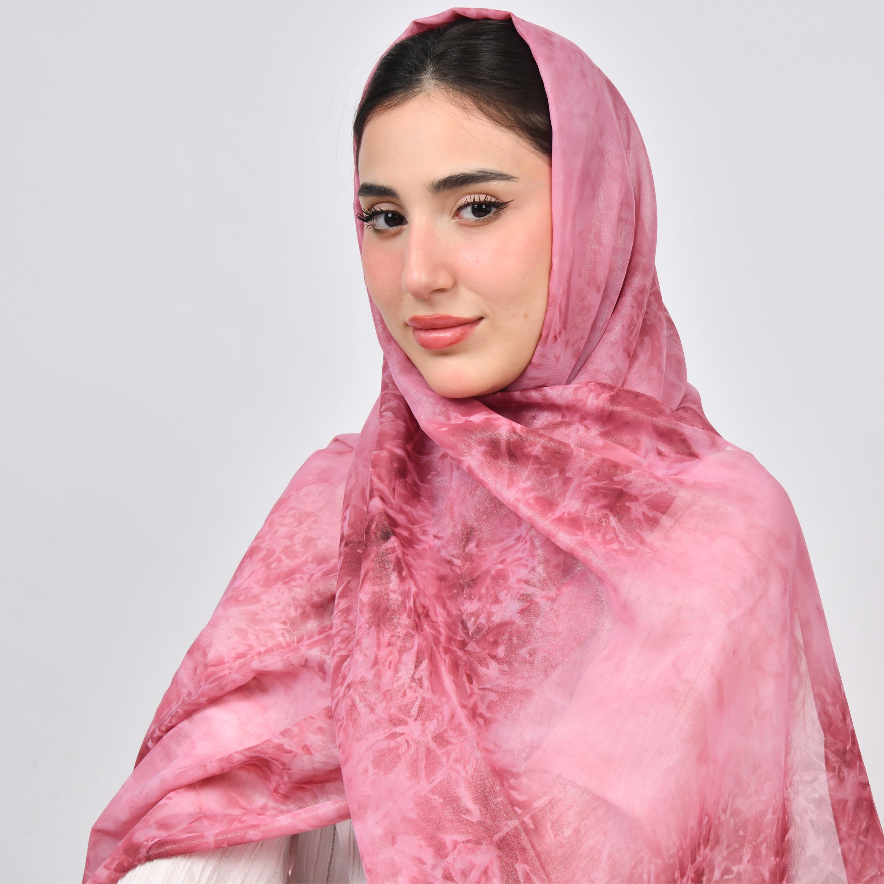 Hawraa Pink Tie & Dye Ombre Women's Veil-women-arabicclothing-headscarf-hijab-image-1